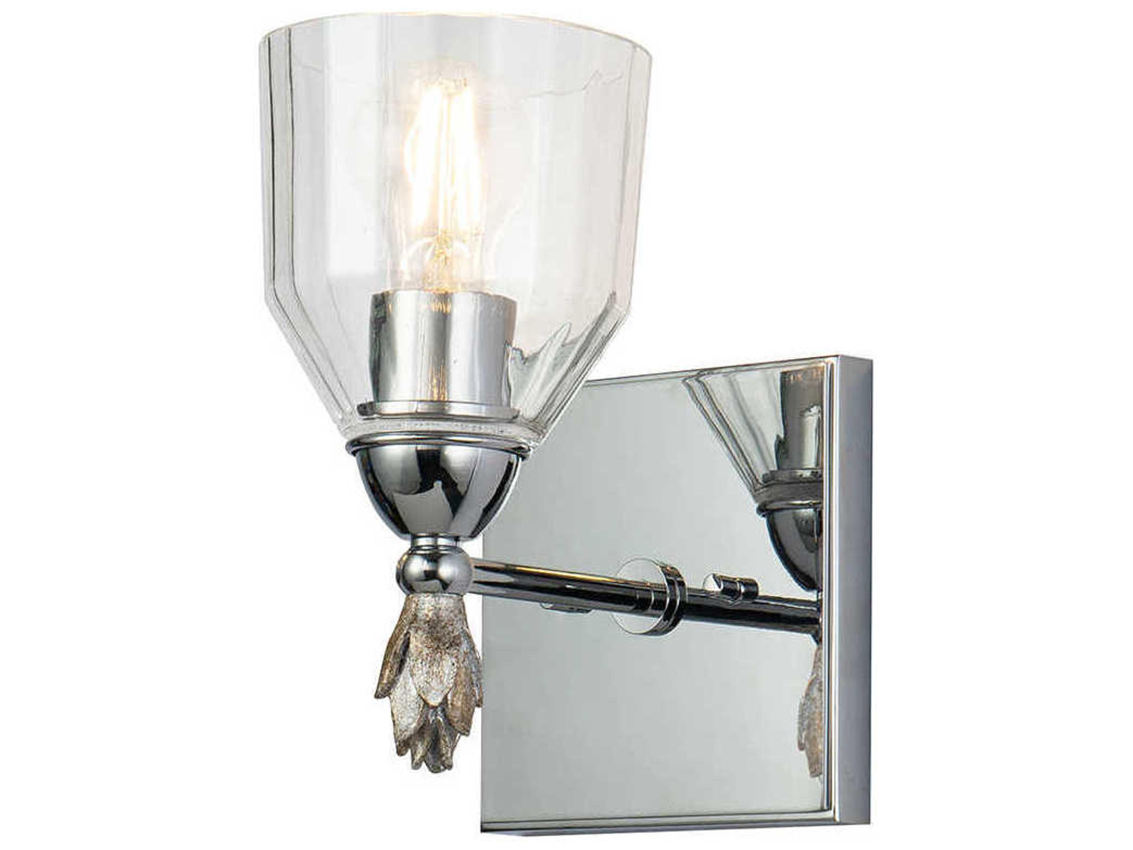 Lucas McKearn Felice 1-Light Polished Chrome Glass Wall Sconce