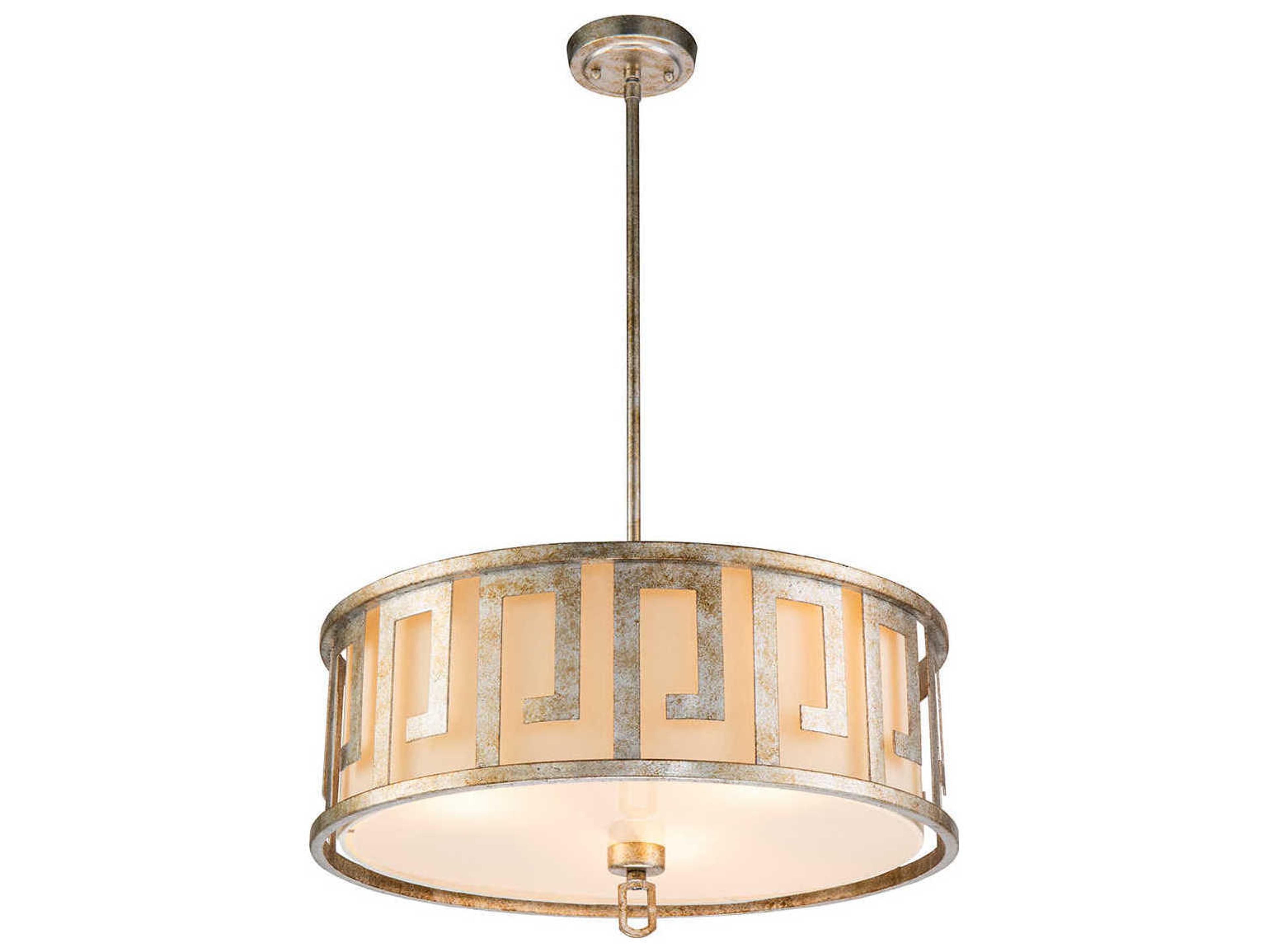 Lucas McKearn Lemuria 3-Light Antique Silver Drum Geometric Pendant