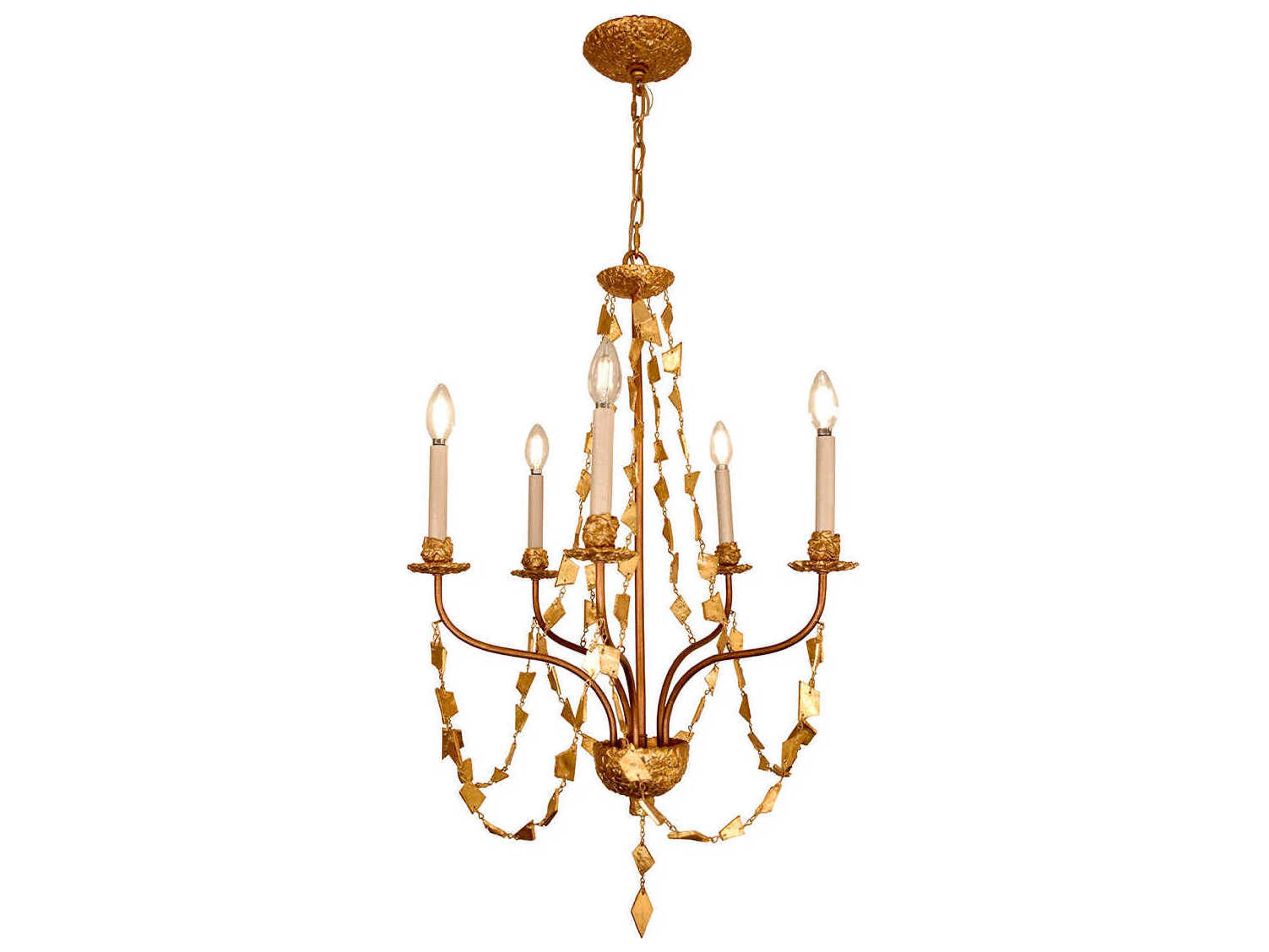 Lucas McKearn Mosaic 5-Light Antique Gold Candelabra Chandelier