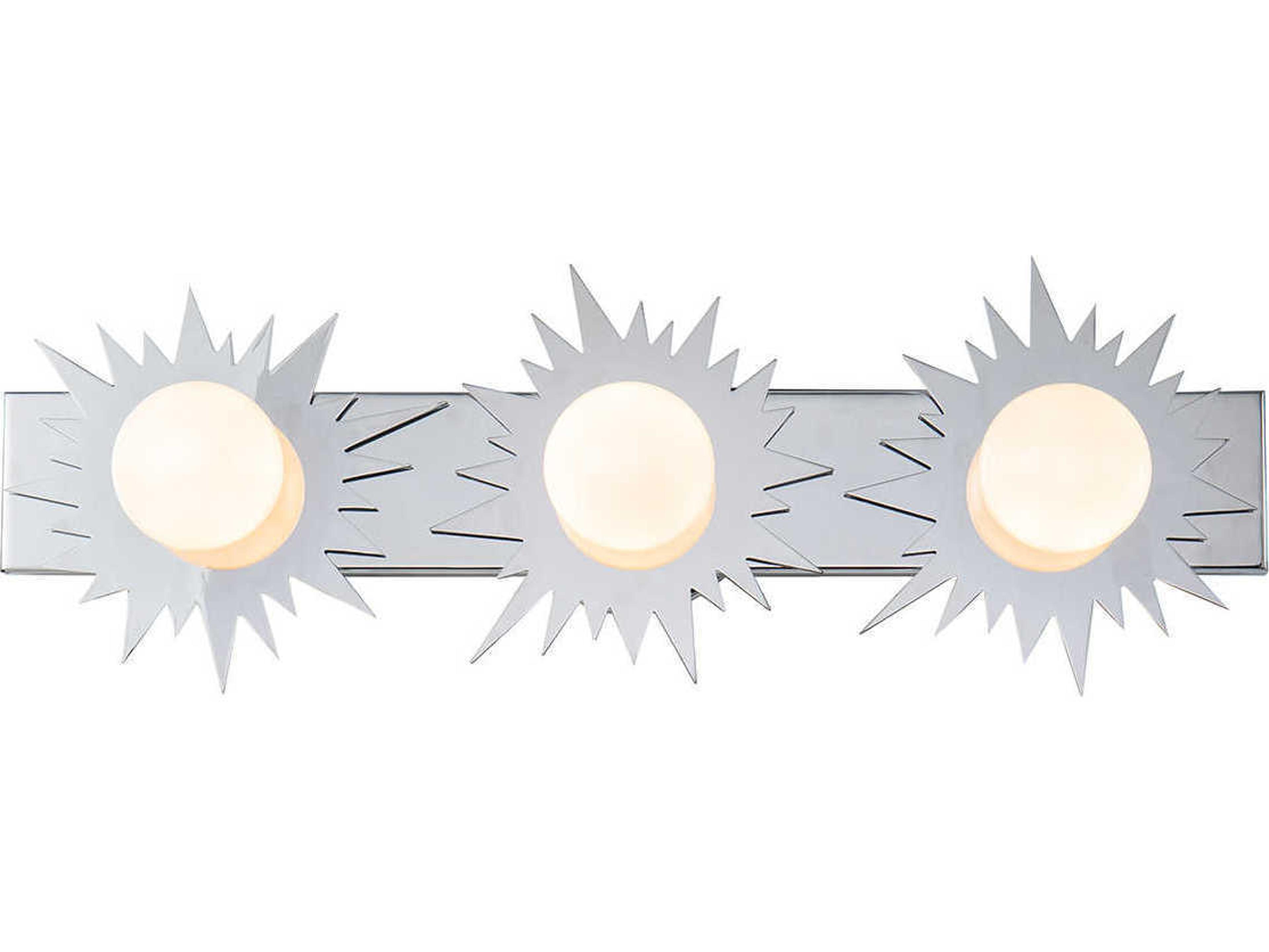 Lucas McKearn Soleil 3-Light Polished Chrome Glass LED Vanity Light