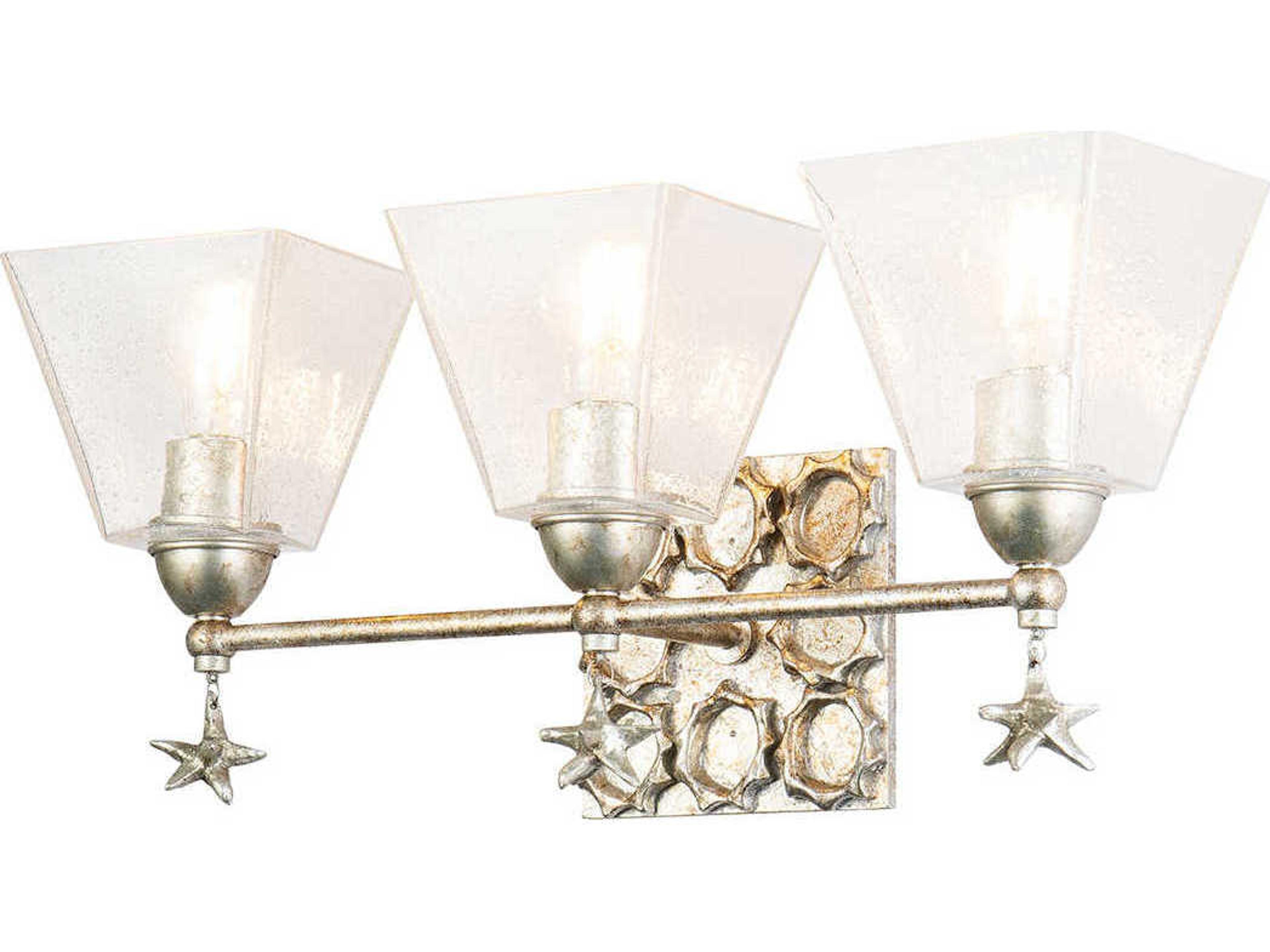 Lucas McKearn Star 3-Light Silver Leaf Glass Vanity Light