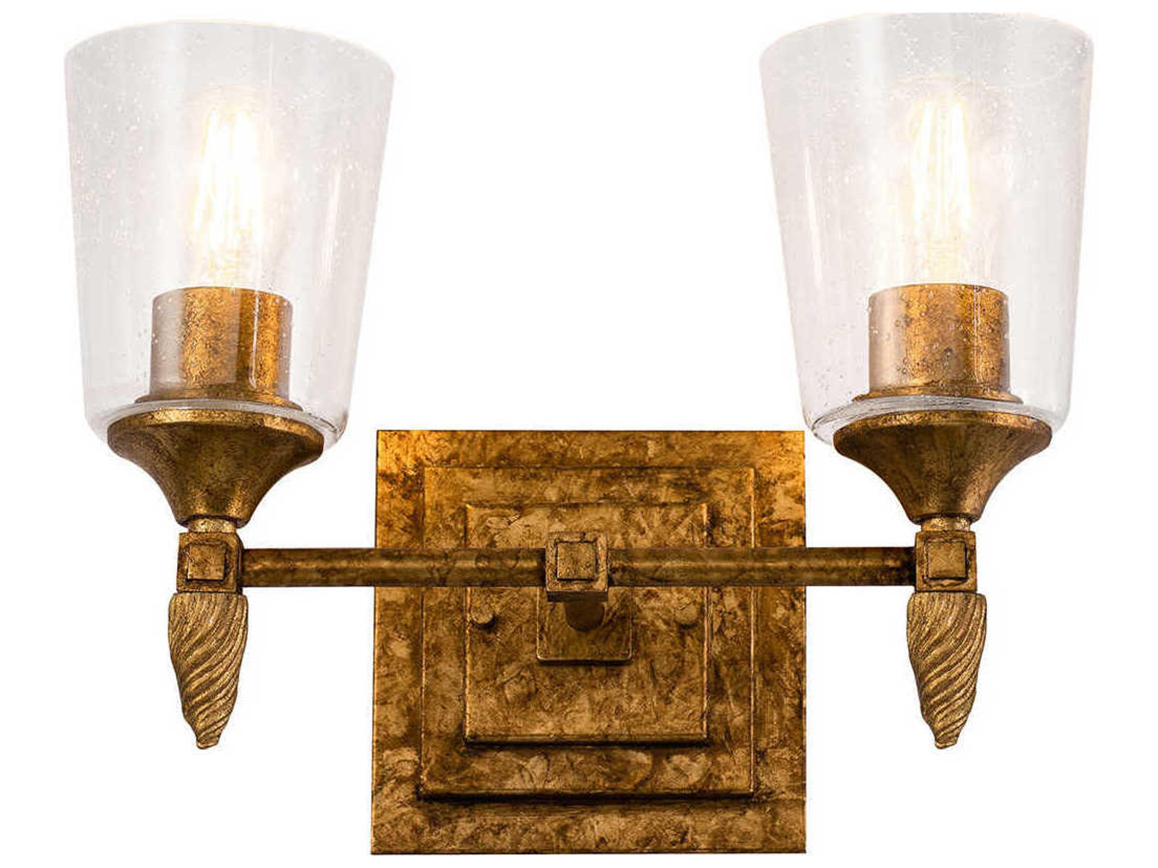 Lucas McKearn Vetiver 2-Light Gold Leaf Glass Vanity Light