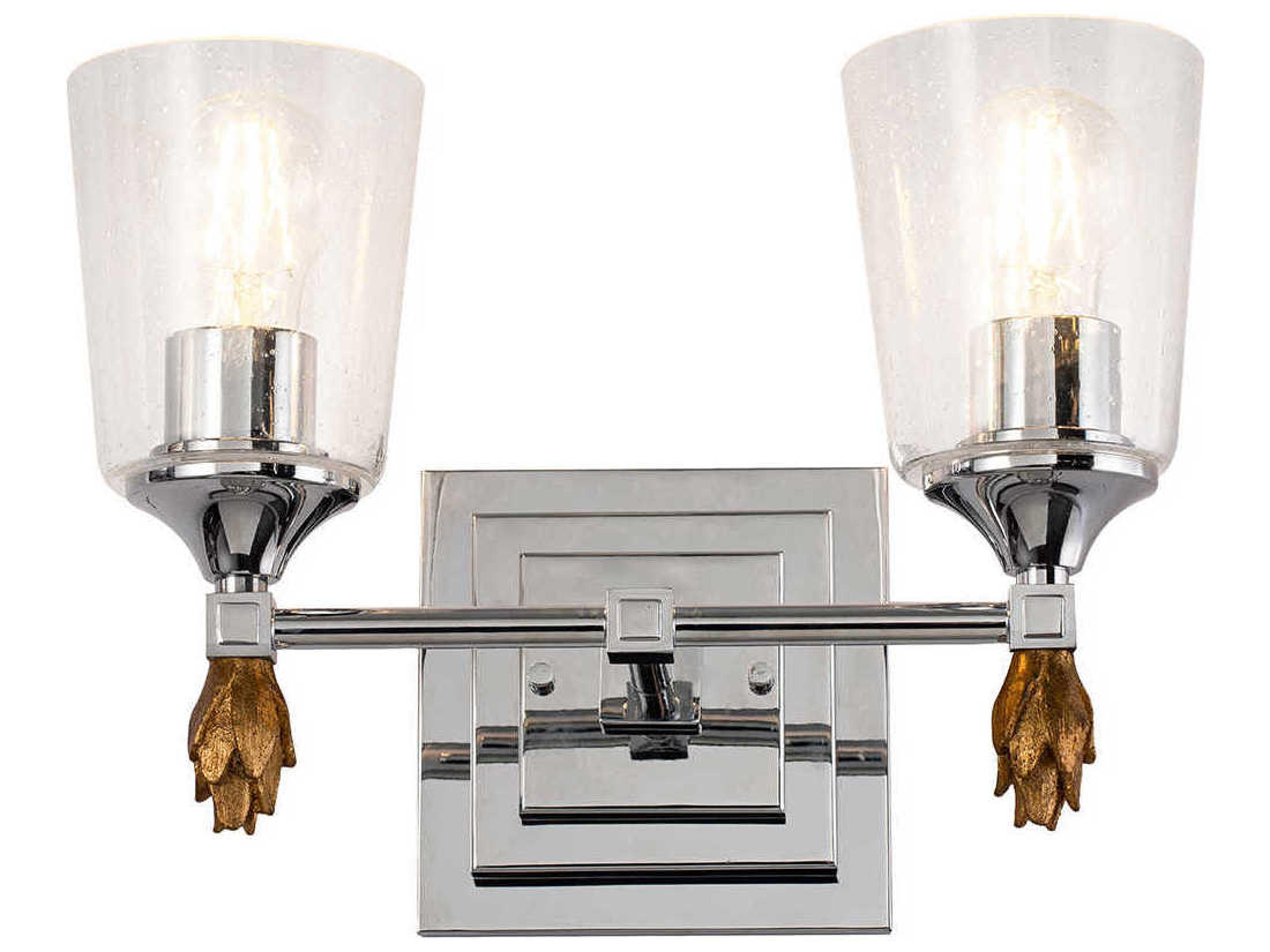 Lucas McKearn Vetiver 2-Light Polished Chrome Glass Vanity Light