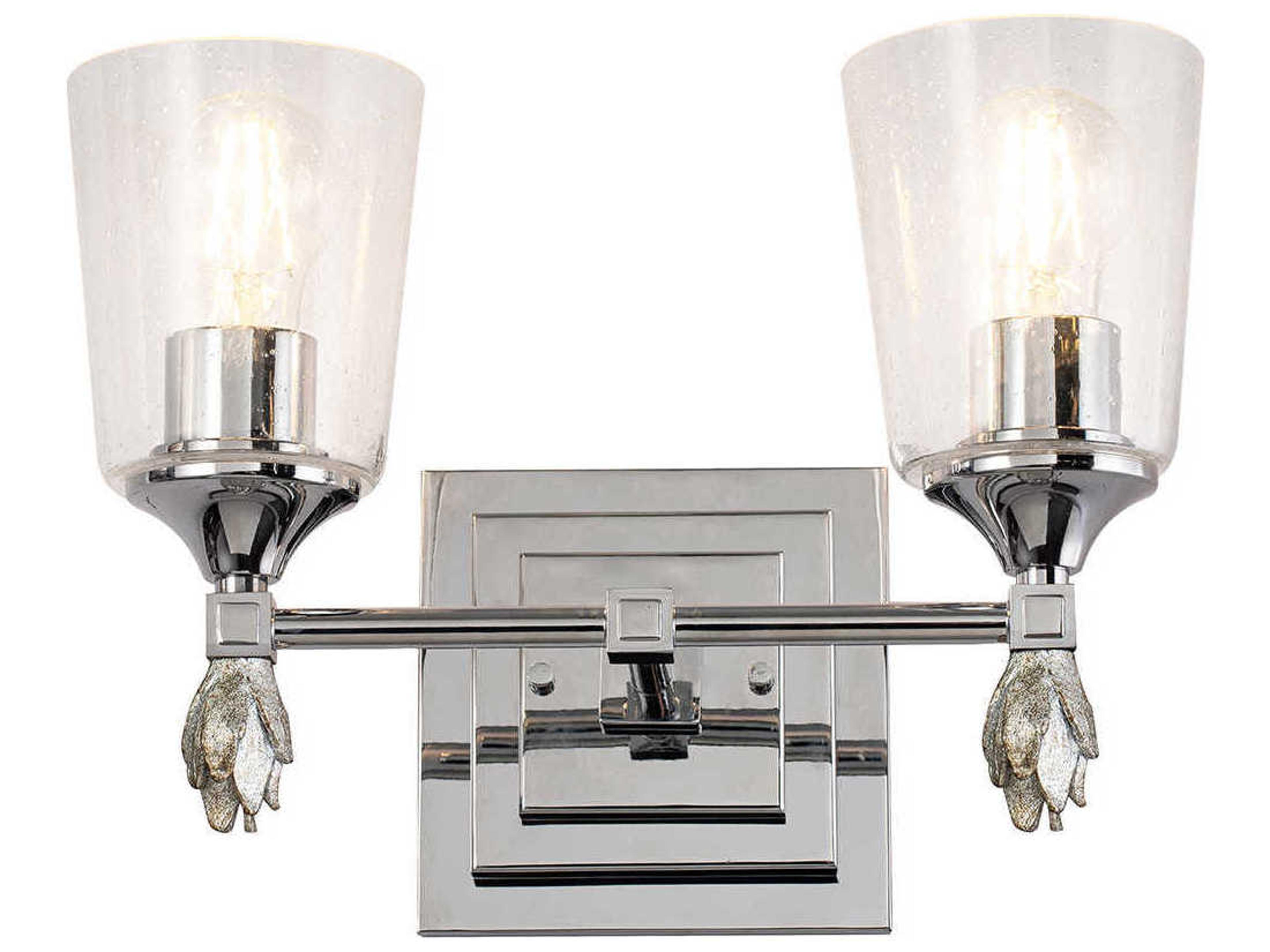Lucas McKearn Vetiver 2-Light Polished Chrome Glass Vanity Light