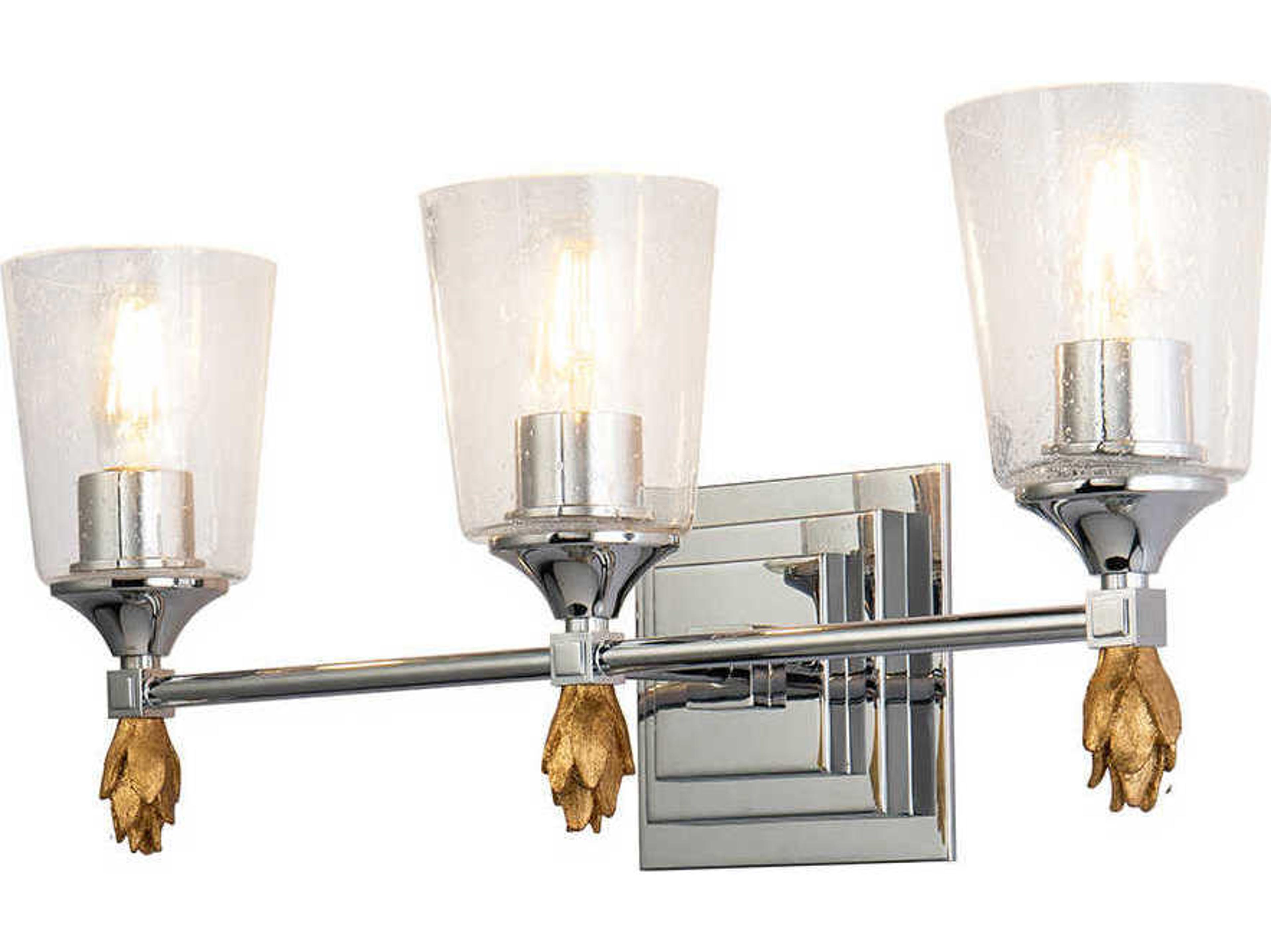 Lucas McKearn Vetiver 3-Light Polished Chrome Glass Vanity Light