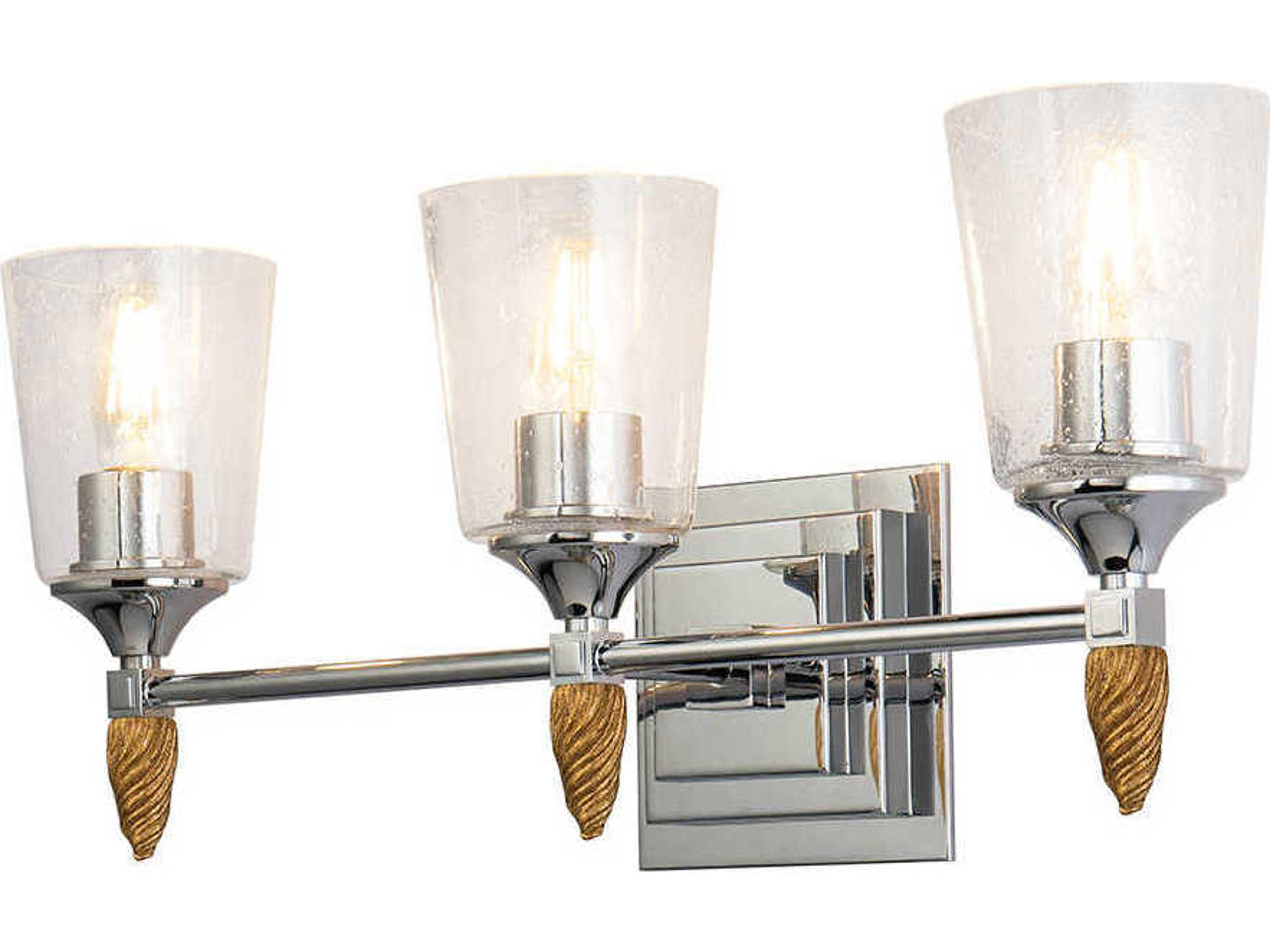 Lucas McKearn Vetiver 3-Light Polished Chrome Glass Vanity Light