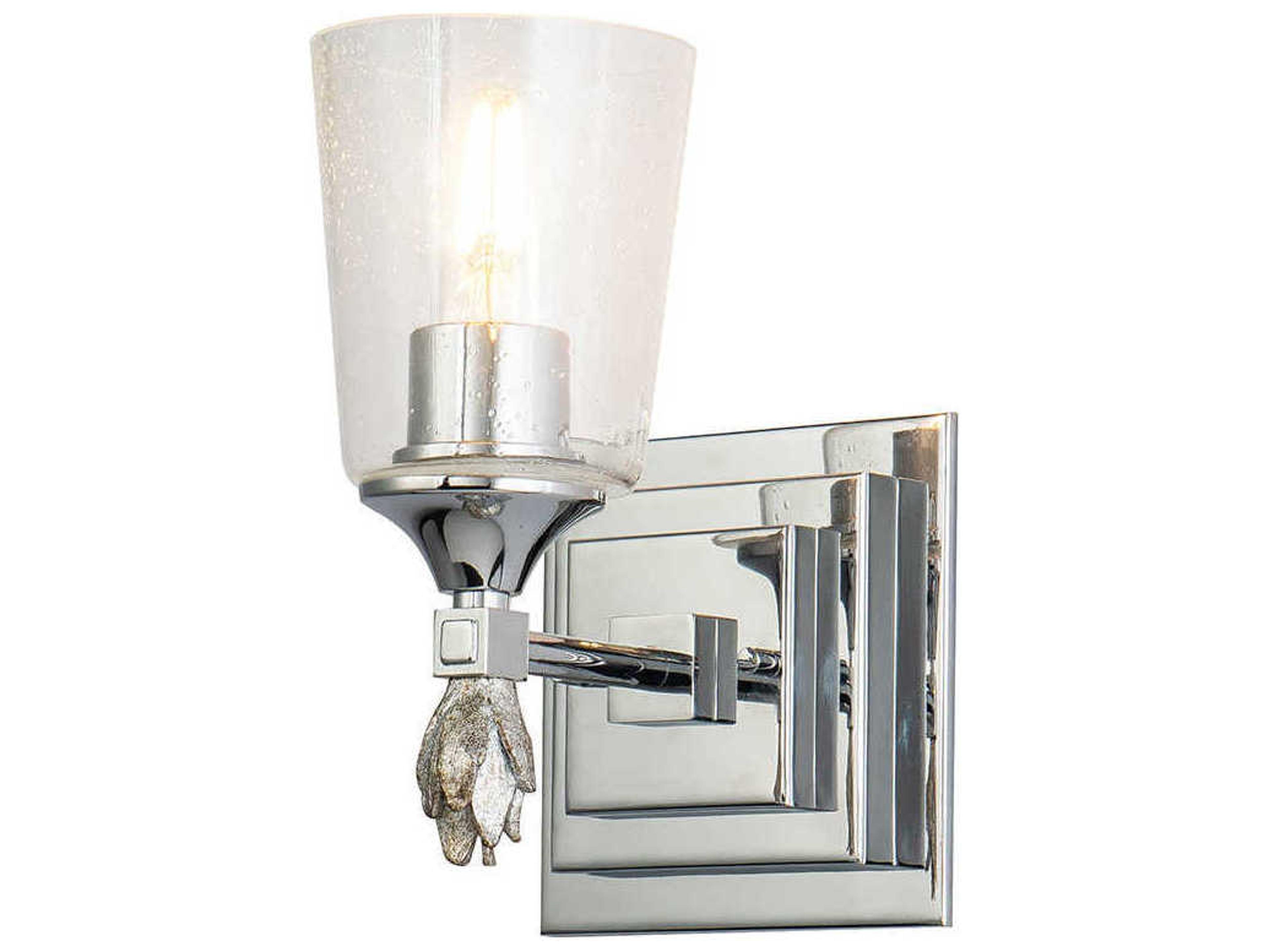 Lucas McKearn Vetiver 1-Light Polished Chrome Glass Wall Sconce
