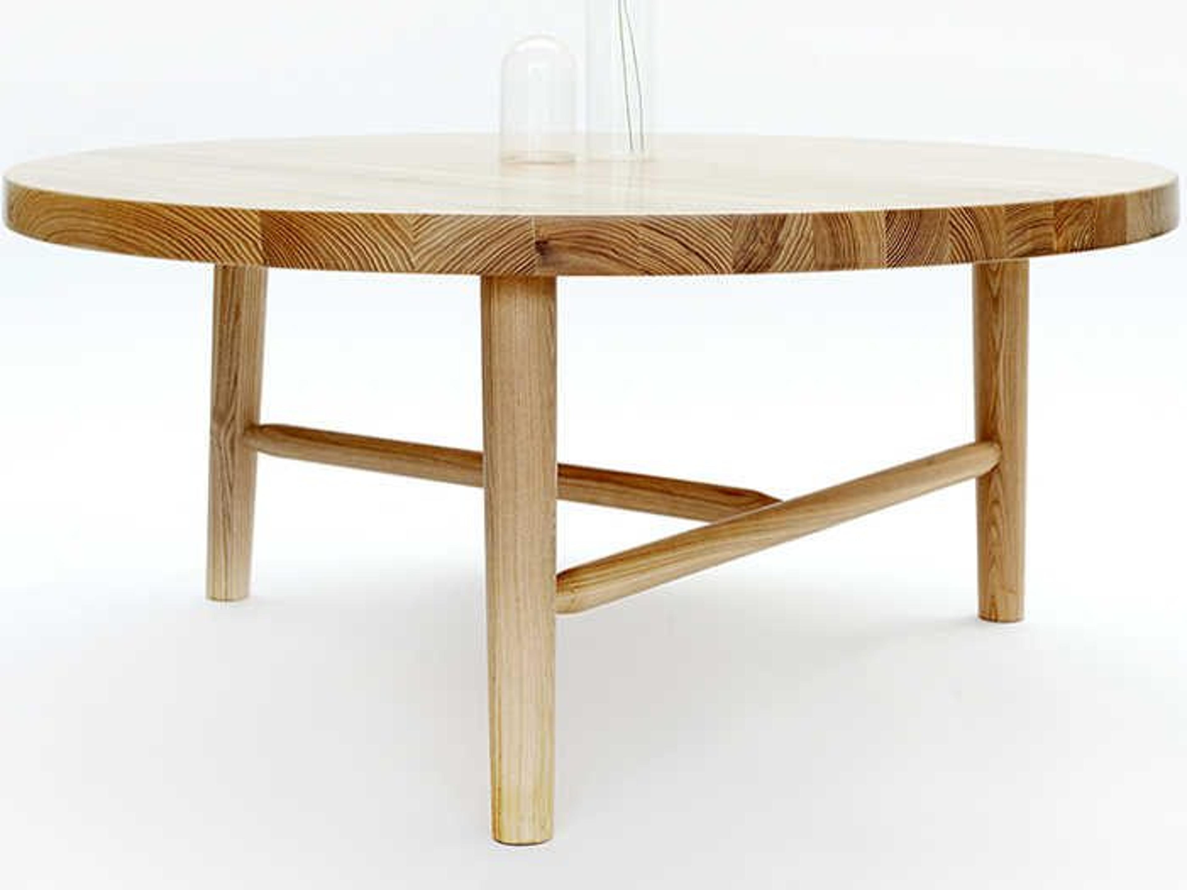 Round Wood Matte Clear Lacquer Coffee Table
