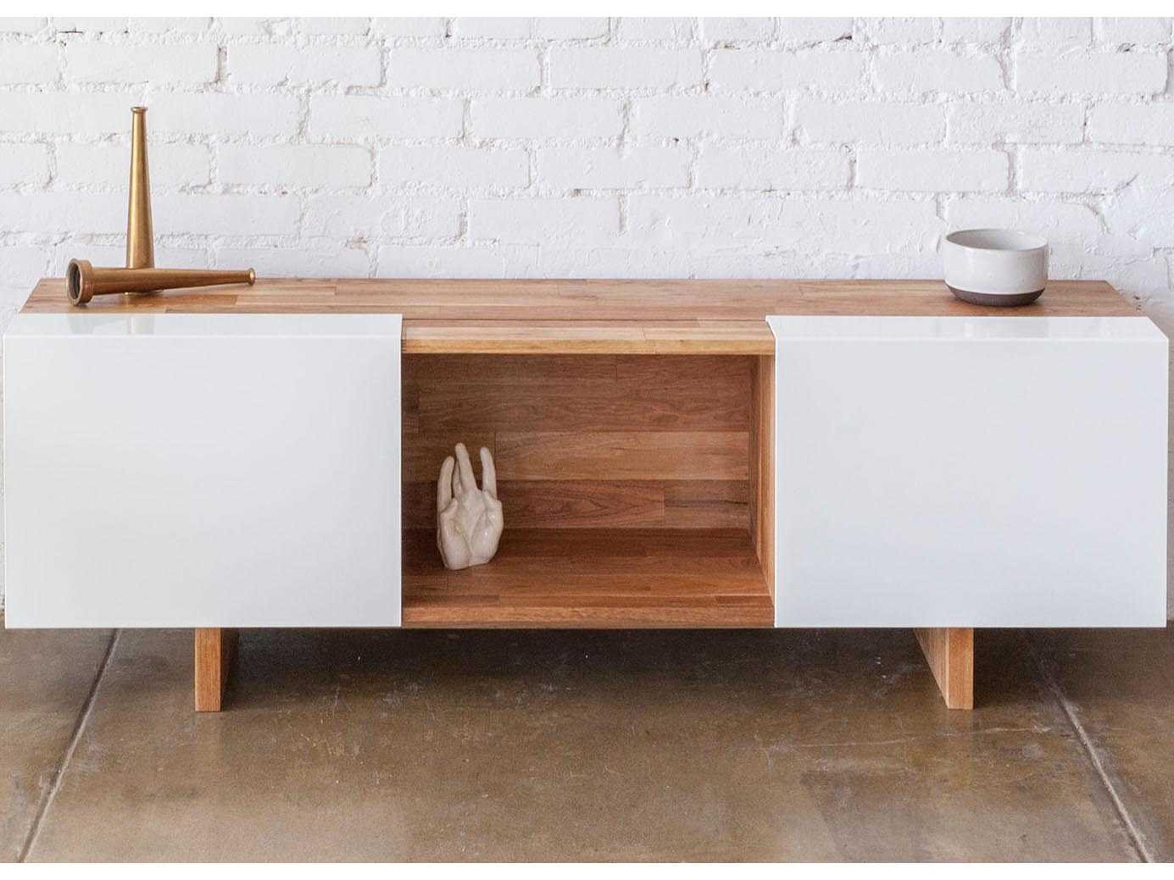 Mash Studios Rectangular Wood Natural Linseed Oil White Powder Coat Console Table