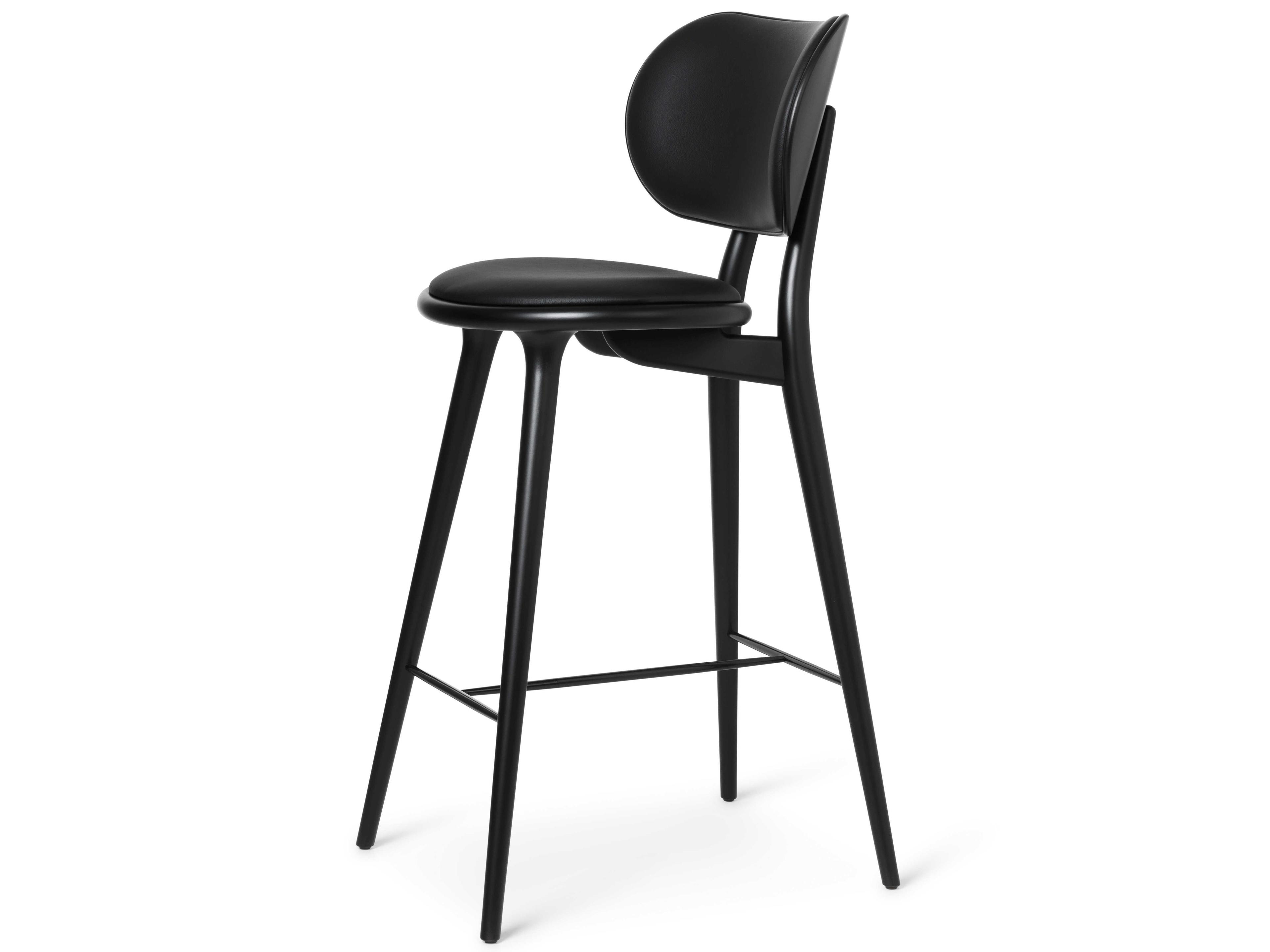 Mater Leather Black Stain Bar Stool