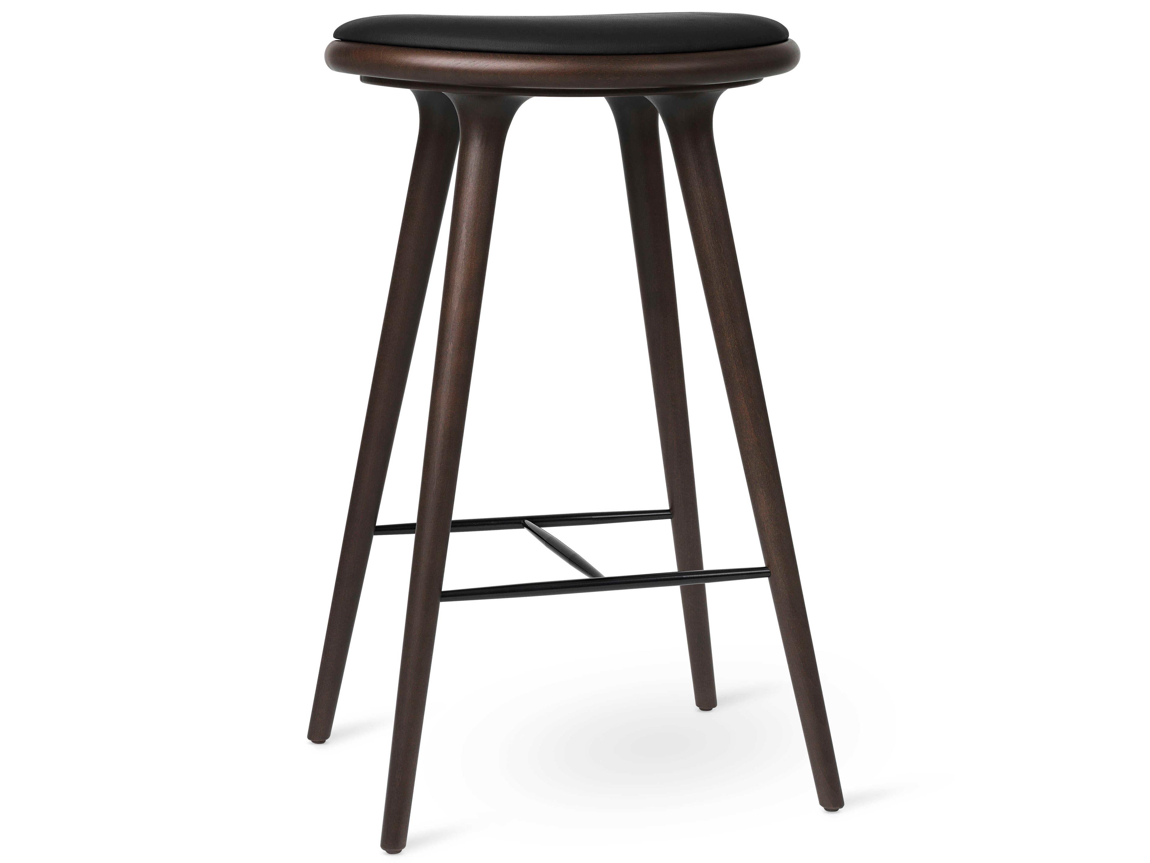 Mater Space Leather Dark Stain Beech Bar Stool