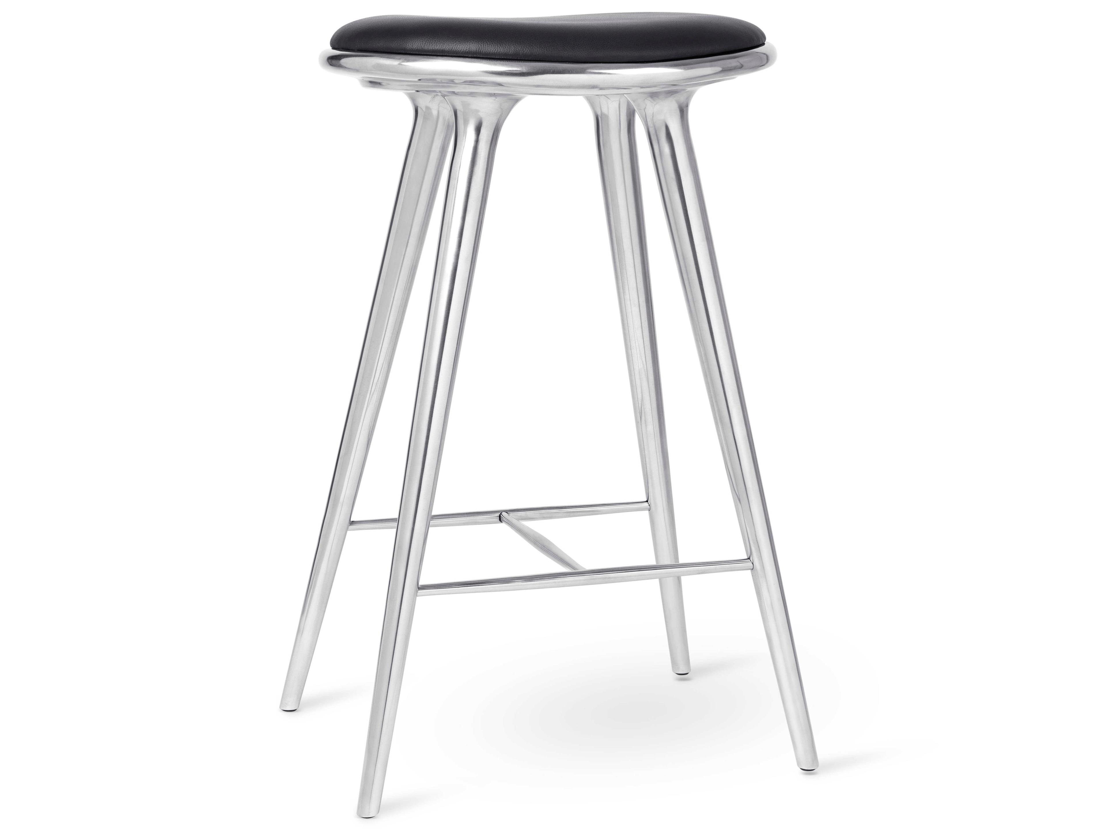 Mater Space Leather Aluminum Bar Stool