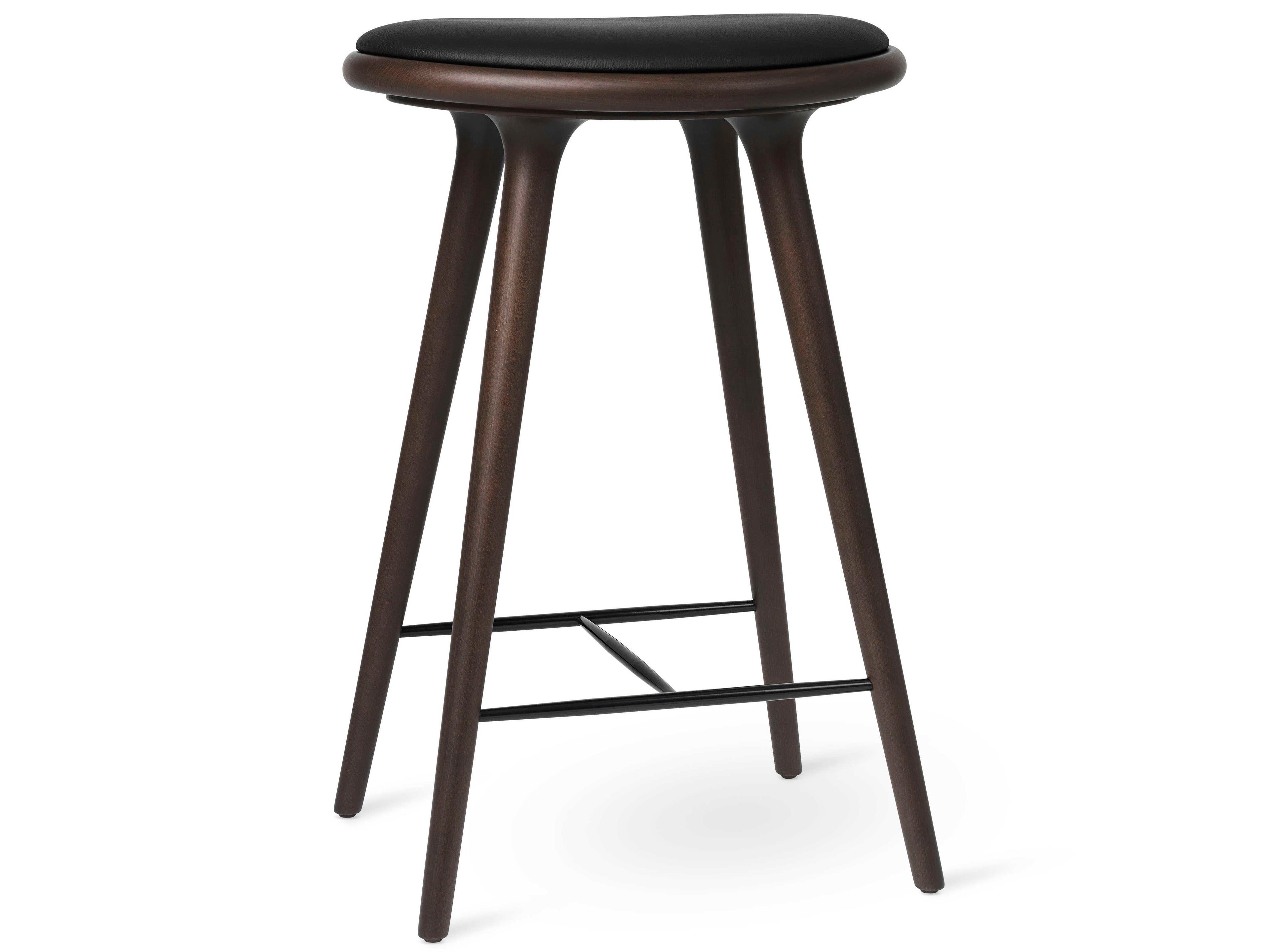 Space Leather Dark Stain Beech Counter Stool