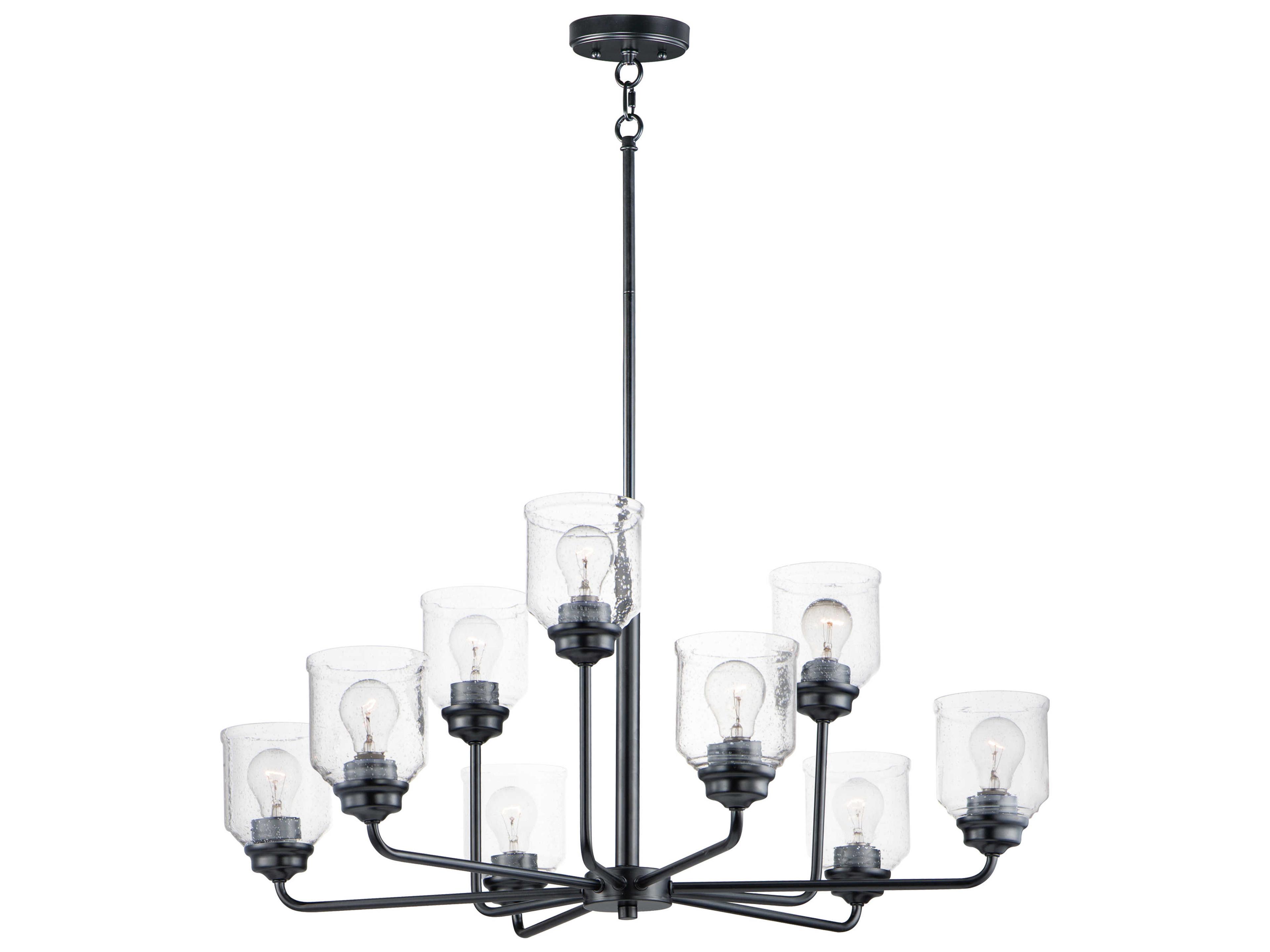 Maxim Lighting Acadia 9-Light Black Glass Bell Chandelier