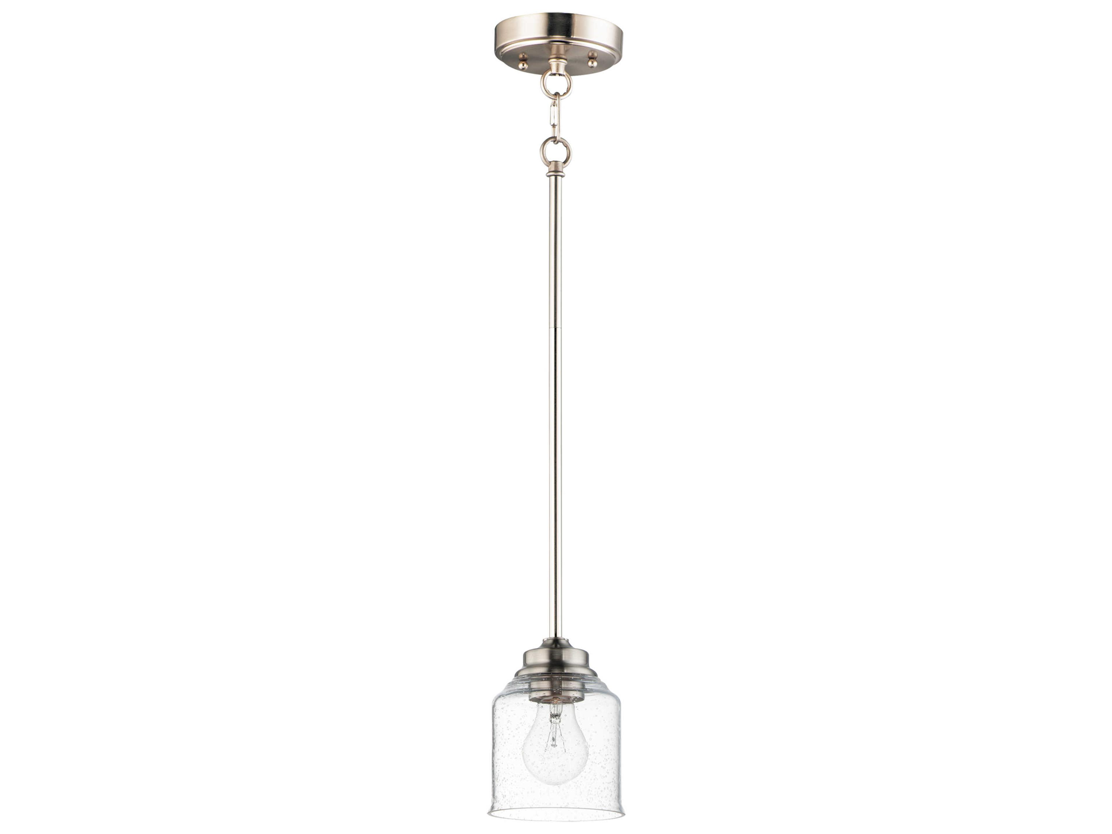 Maxim Lighting Acadia 1-Light Satin Nickel Glass Bell Mini Pendant