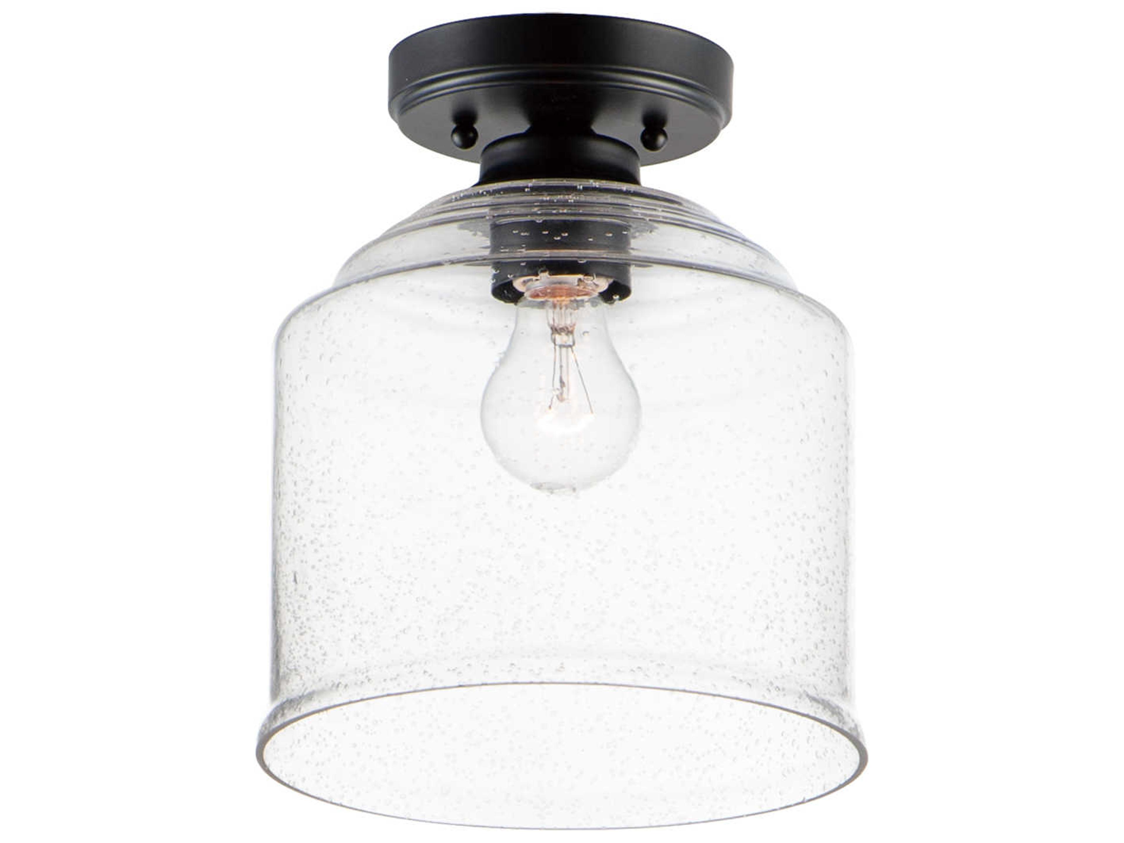 Maxim Lighting Acadia 1-Light Black Glass Bell Semi Flush Mount
