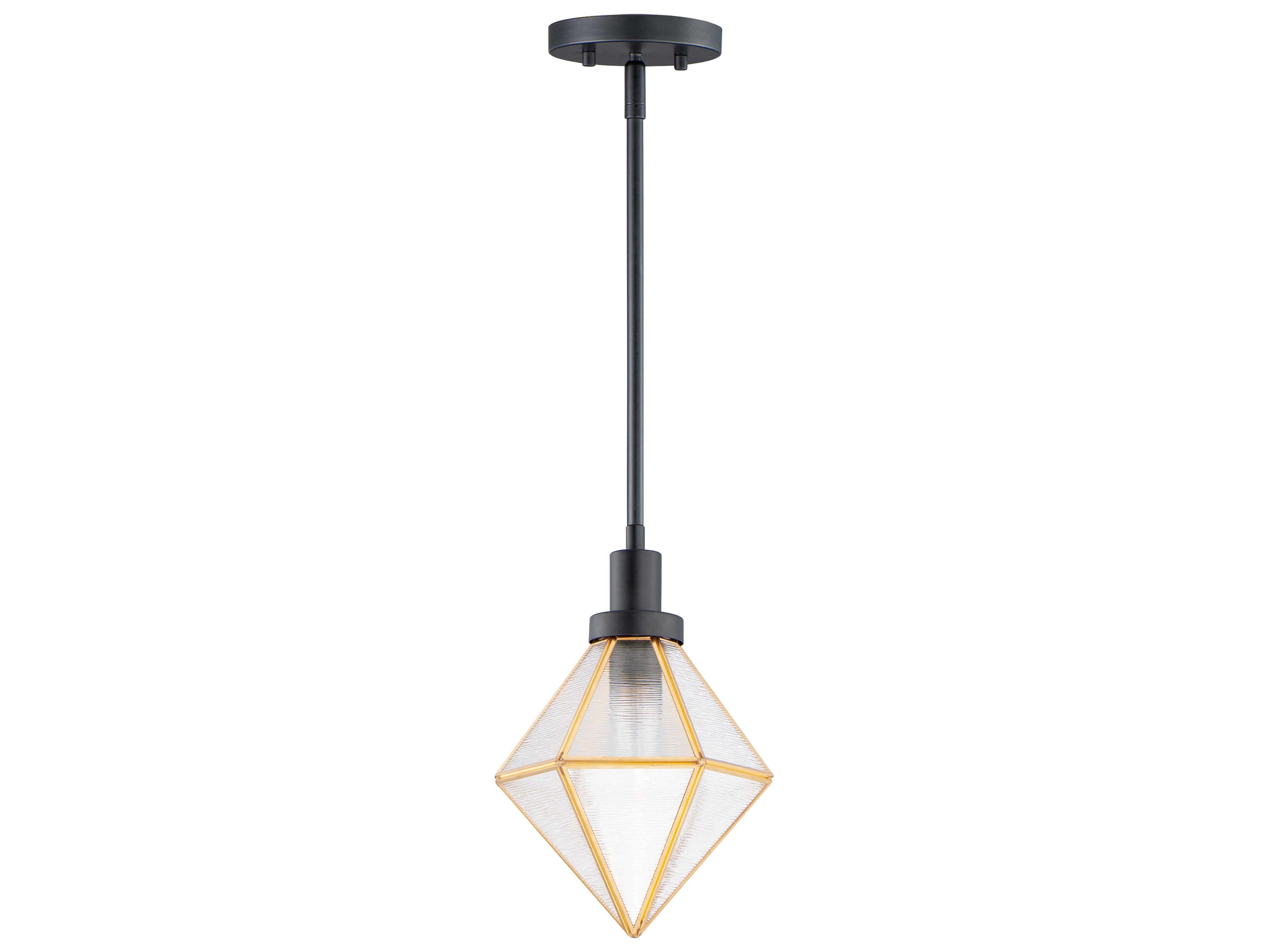 Maxim Lighting Adorn 1-Light Black Burnished Brass Glass Geometric Mini Pendant
