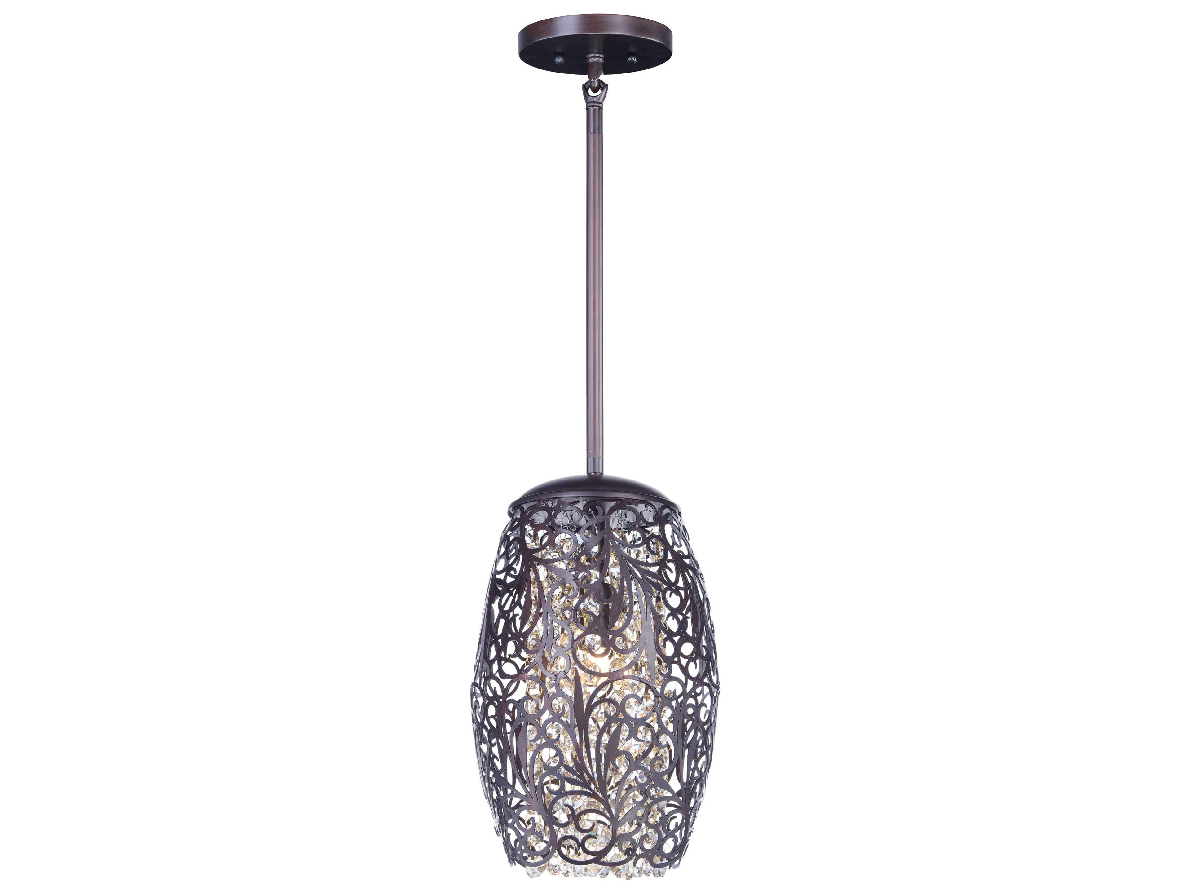 Maxim Lighting Arabesque 1-Light Oil Rubbed Bronze Crystal Glass Bell Mini Pendant