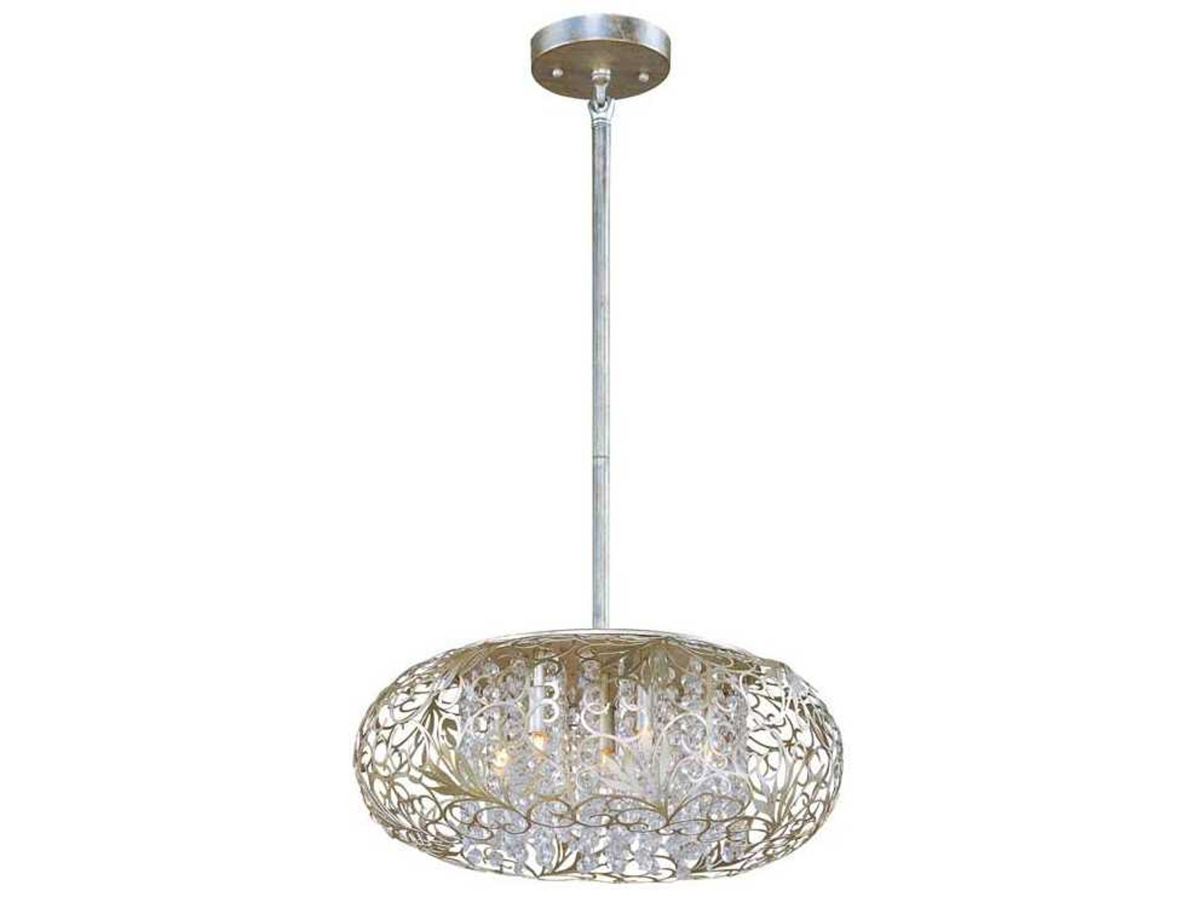Maxim Lighting Arabesque 7-Light Golden Silver Crystal Glass Round Pendant