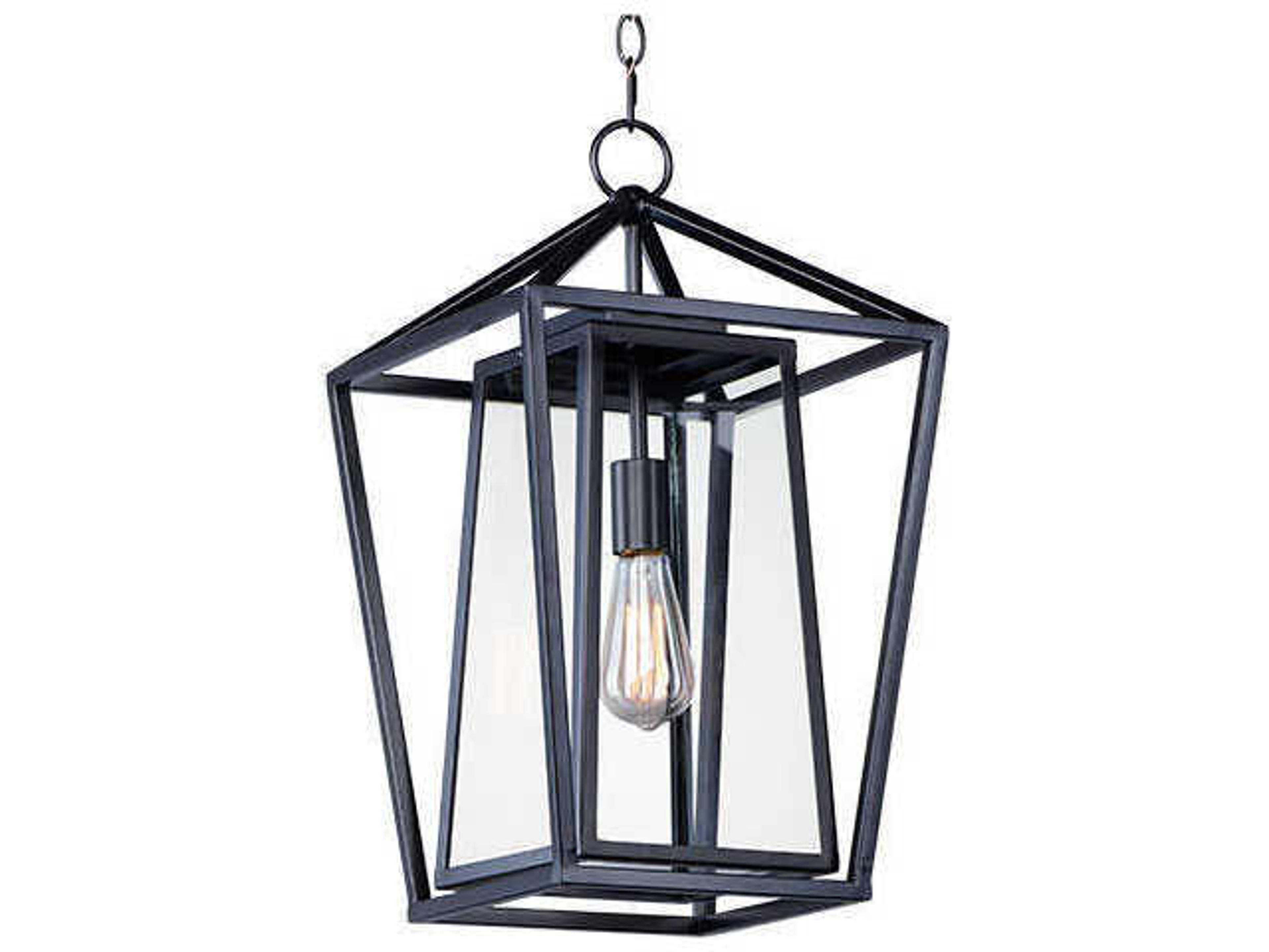 Maxim Lighting Artisan 1-Light Black Clear Glass Lantern Mini Pendant