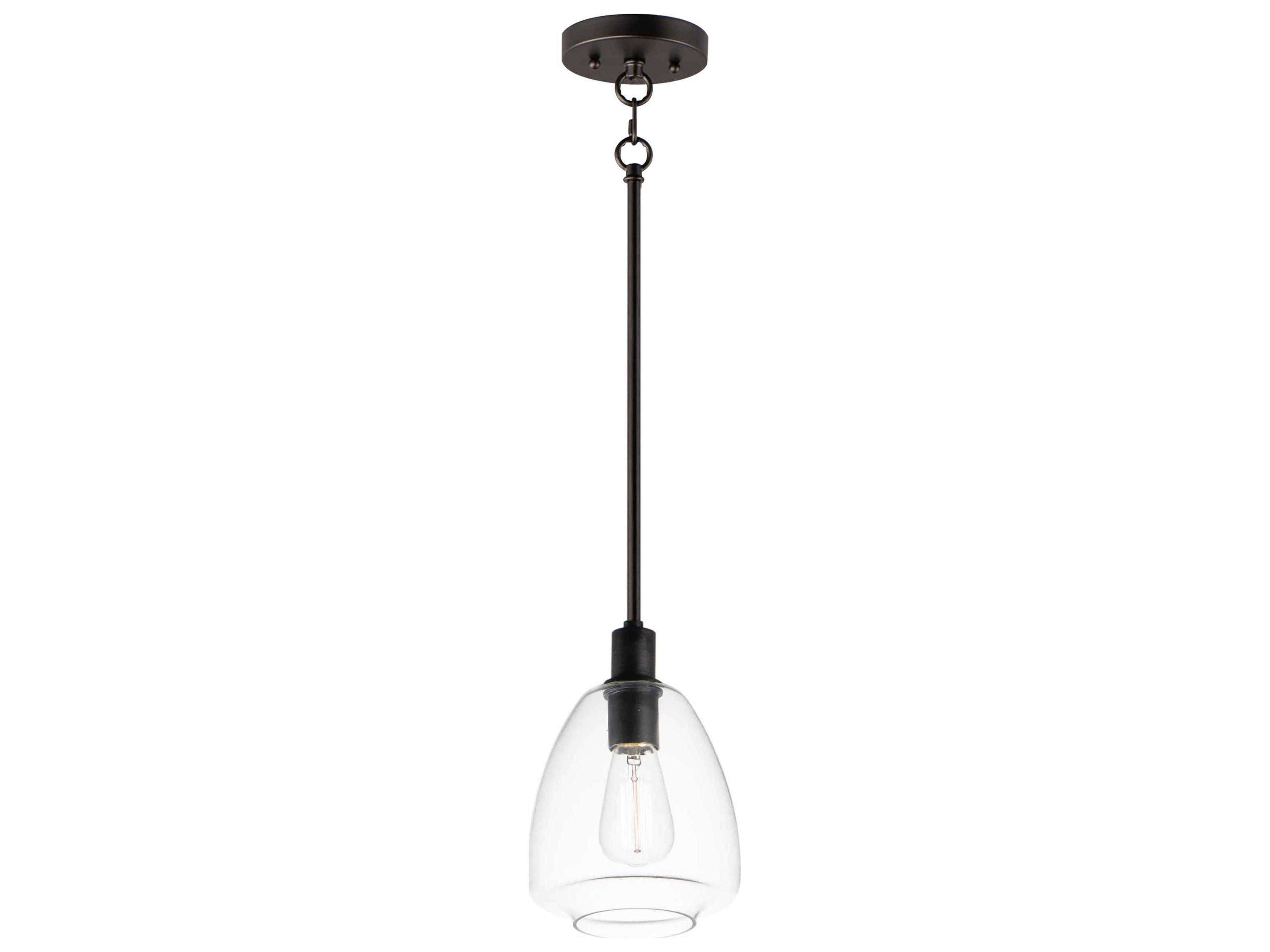 Maxim Lighting Babylon 1-Light Black Glass Bell Mini Pendant