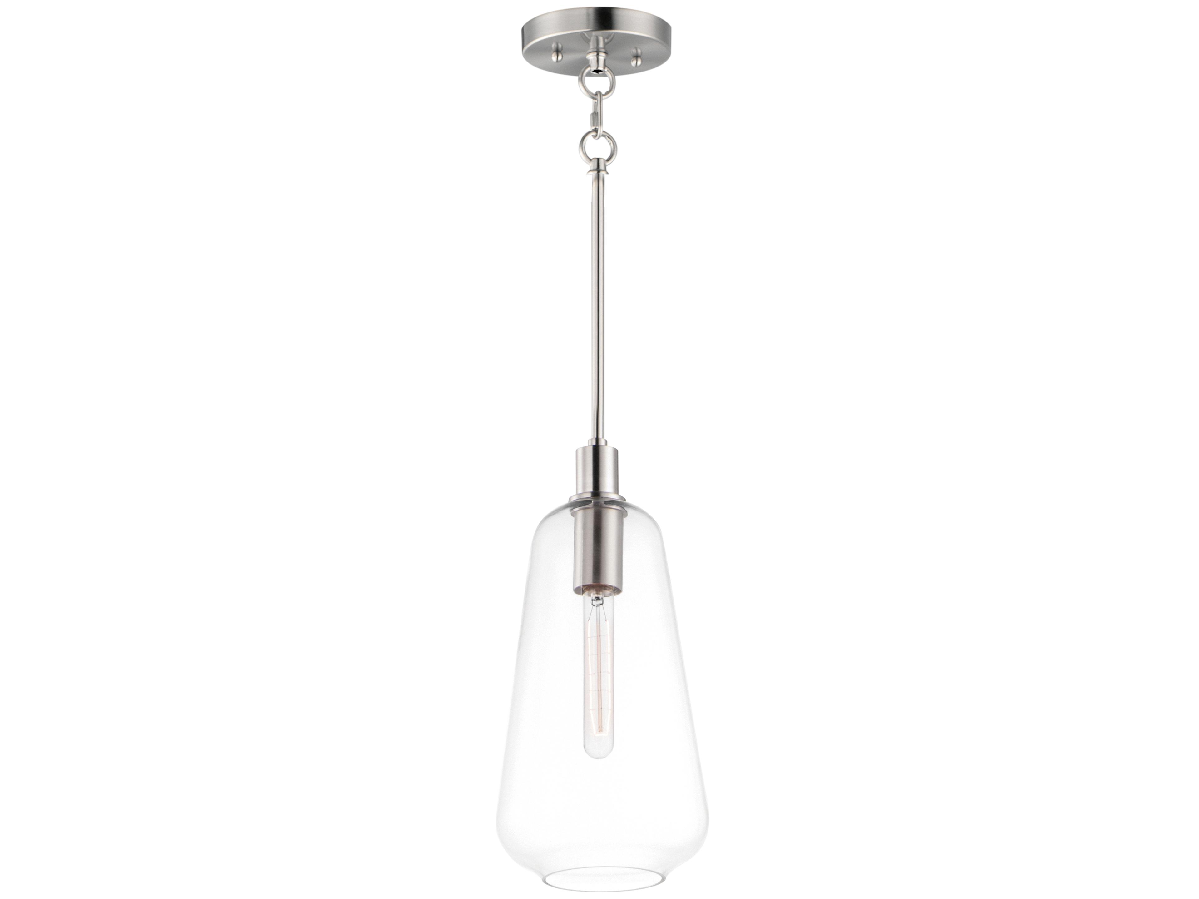 Maxim Lighting Babylon 1-Light Satin Nickel Glass Bell Mini Pendant