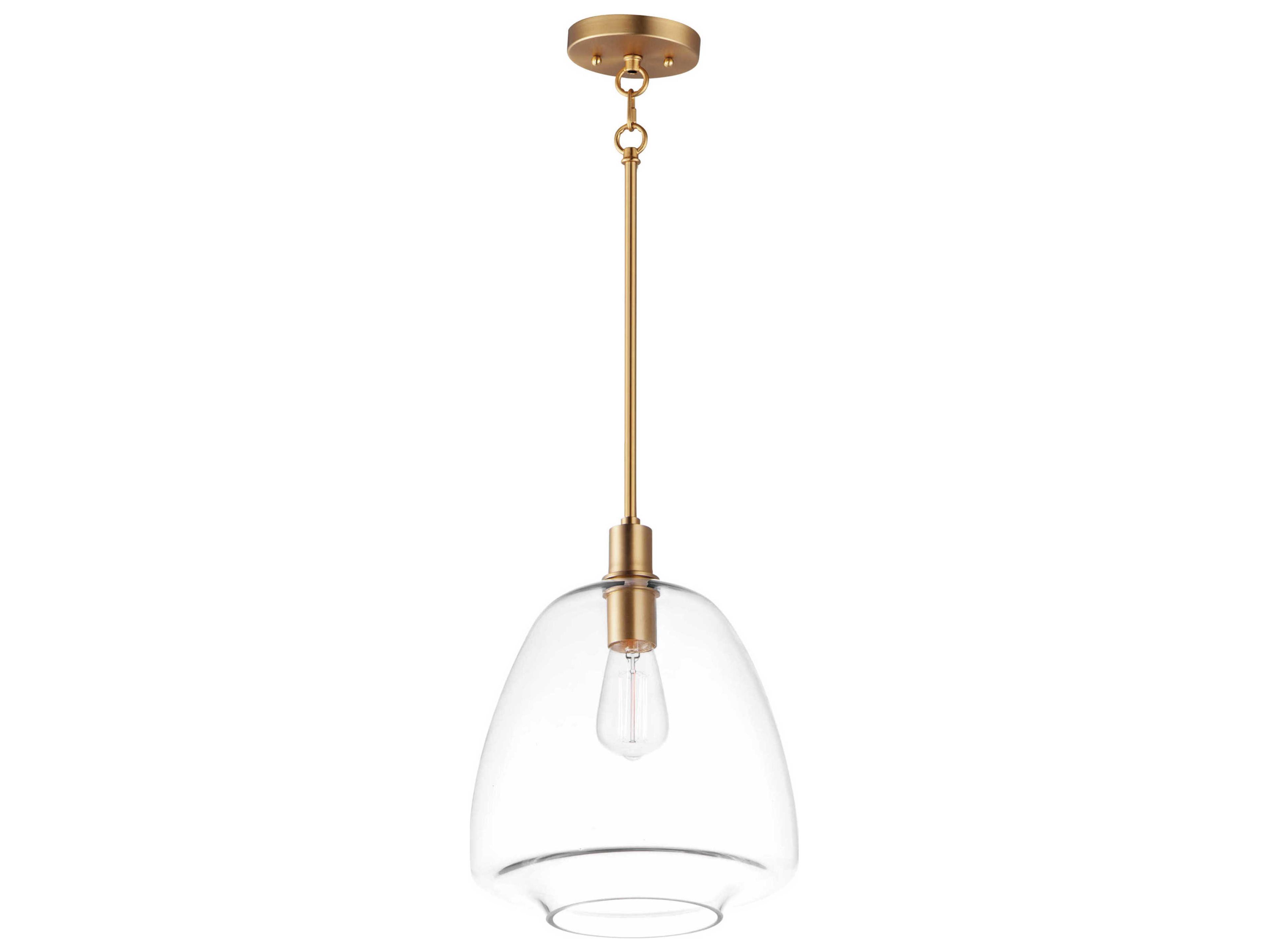 Maxim Lighting Babylon 1-Light Satin Brass Glass Bell Mini Pendant