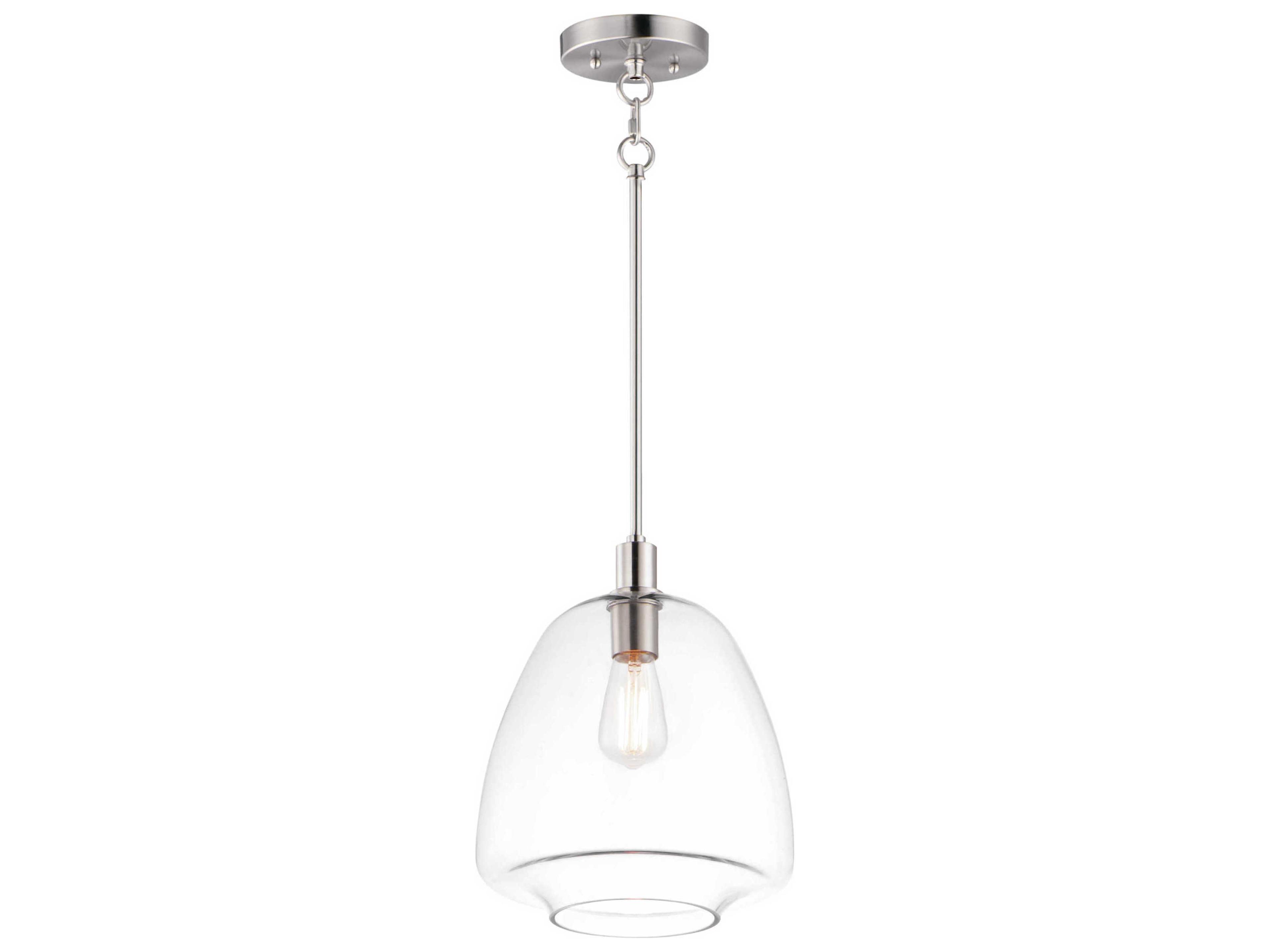 Maxim Lighting Babylon 1-Light Satin Nickel Glass Bell Mini Pendant