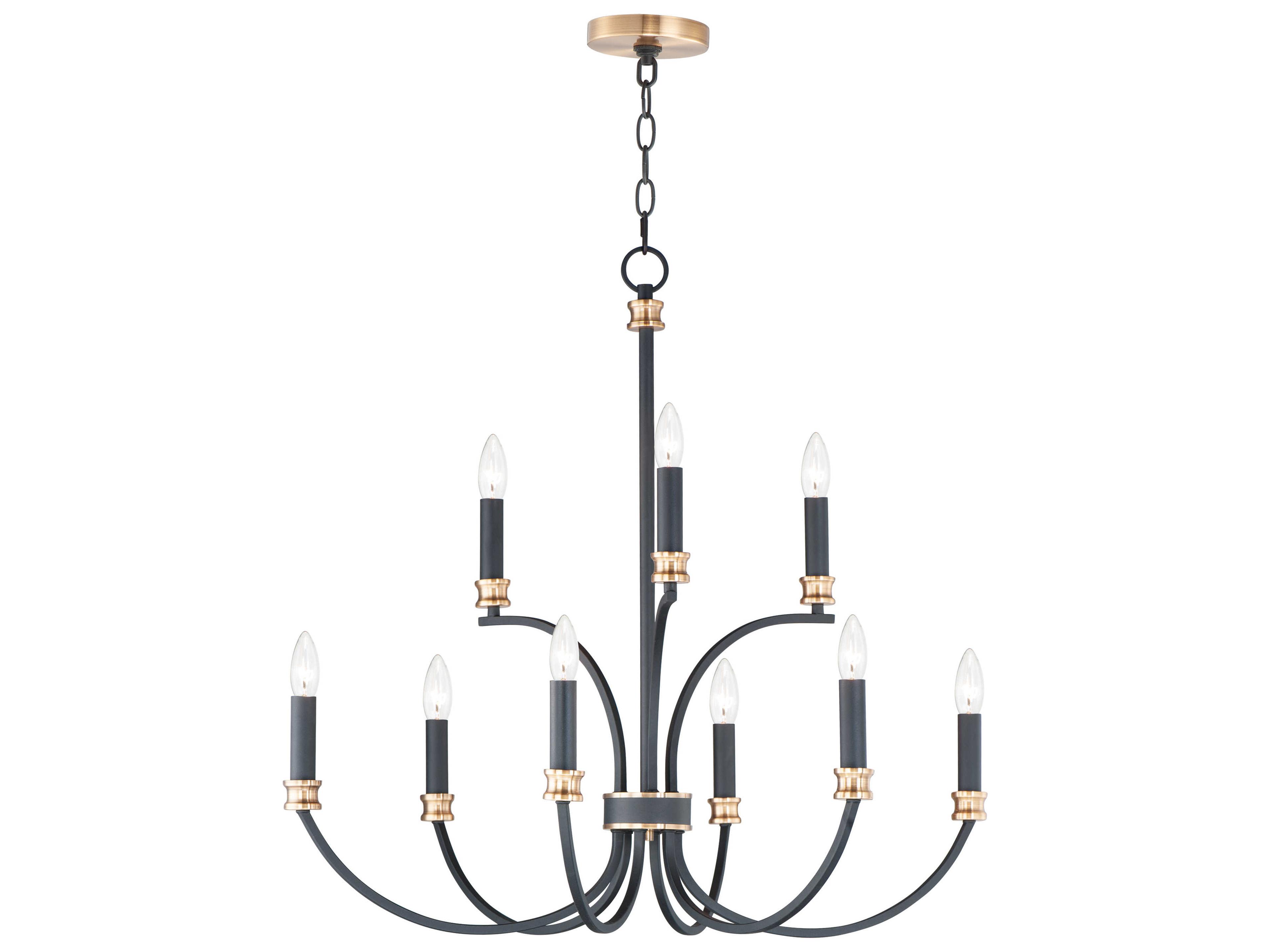 Maxim Lighting Charlton 9-Light Black Antique Brass Candelabra Tiered Chandelier