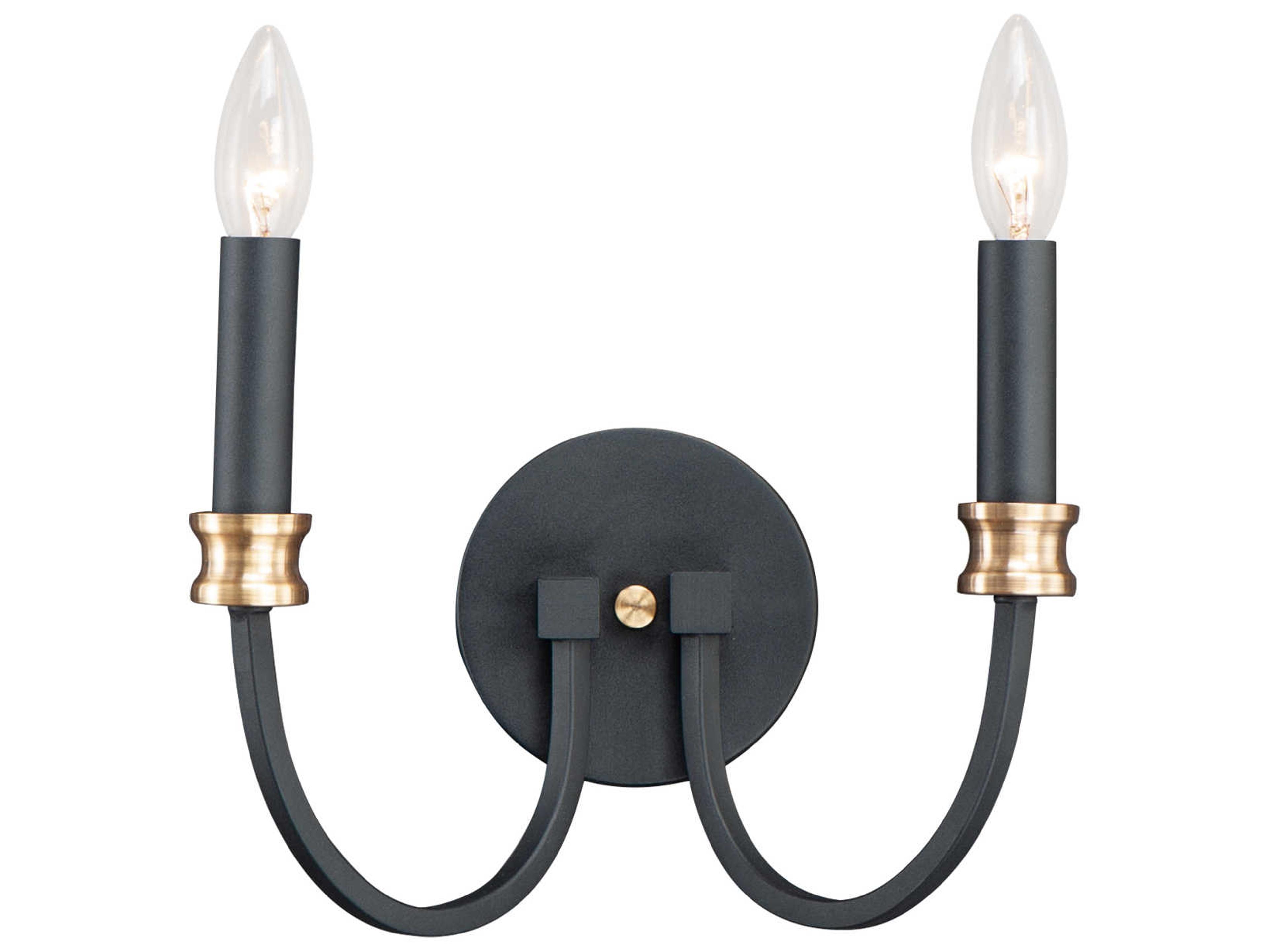 Maxim Lighting Charlton 2-Light Black Antique Brass Wall Sconce