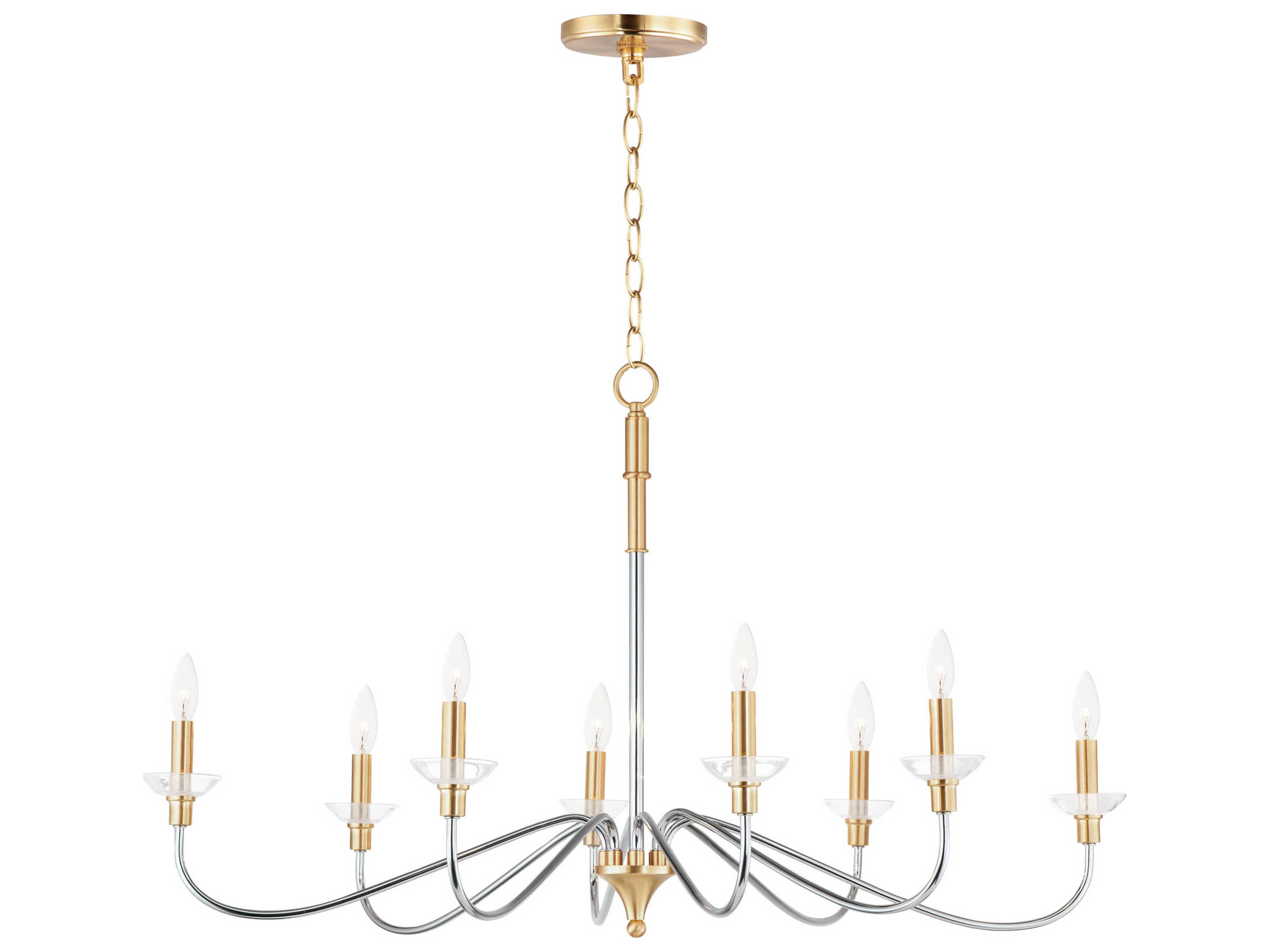 Maxim Lighting Clarion 8-Light Polished Chrome Satin Brass Glass Candelabra Chandelier