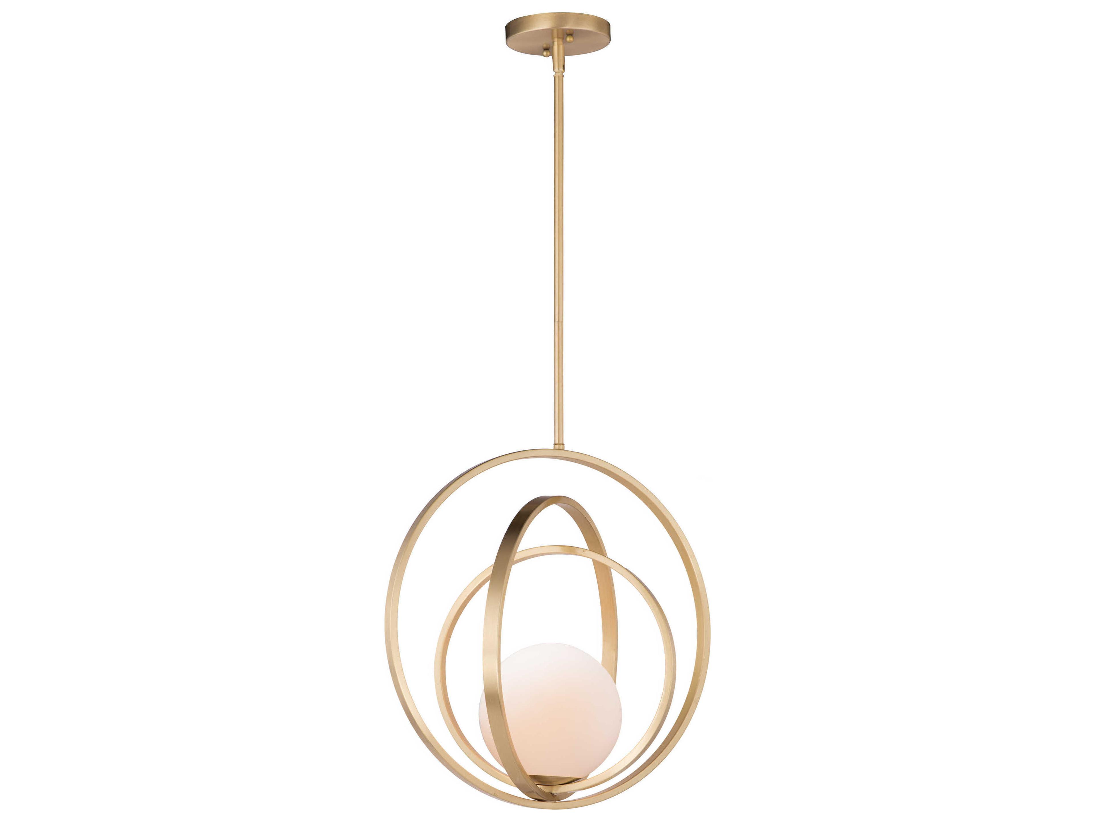 Maxim Lighting Coronet 1-Light Satin Brass Glass Globe Round Pendant