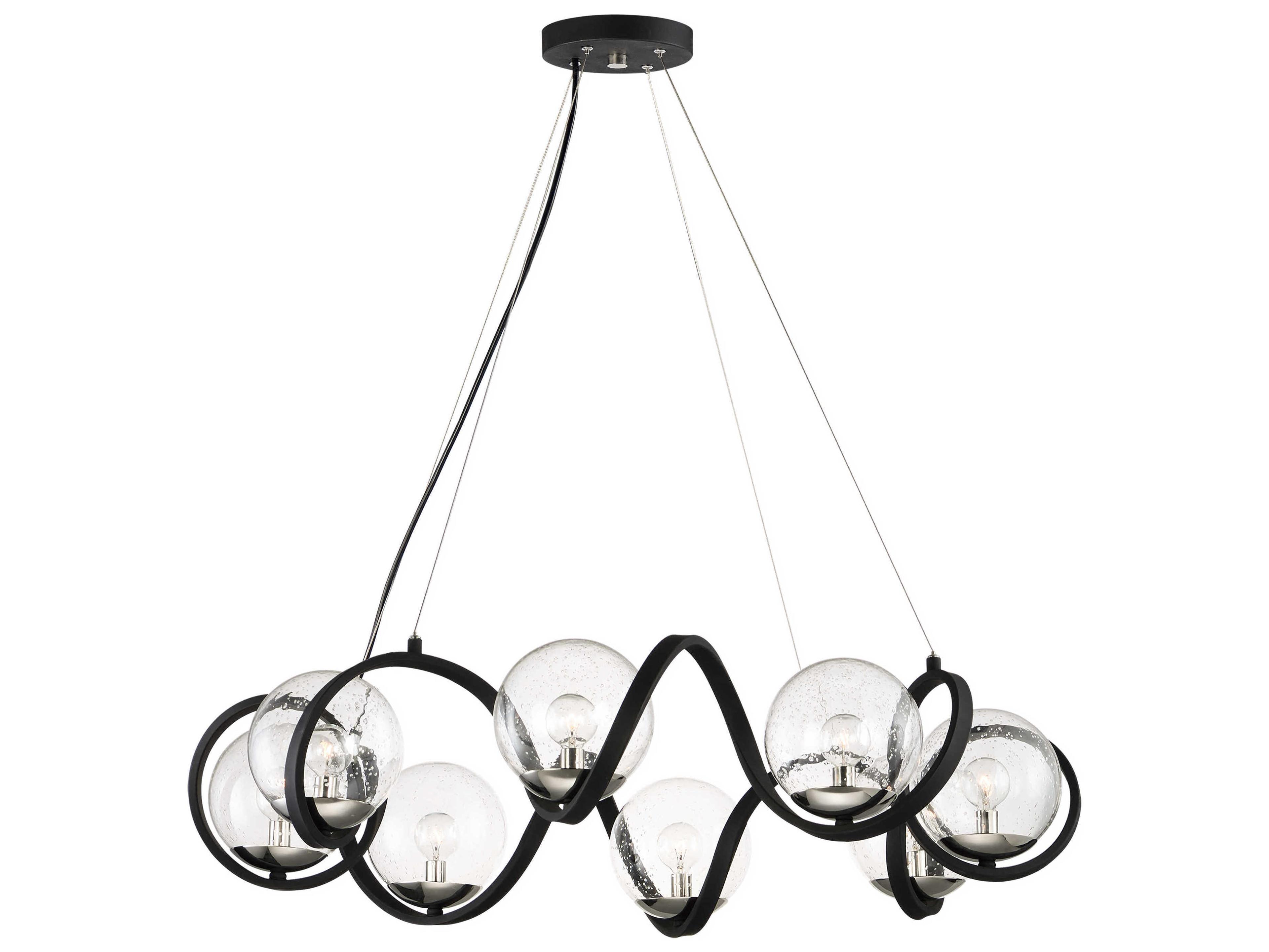 Maxim Lighting Curlicue 8-Light Black Polished Nickel Glass Globe Pendant