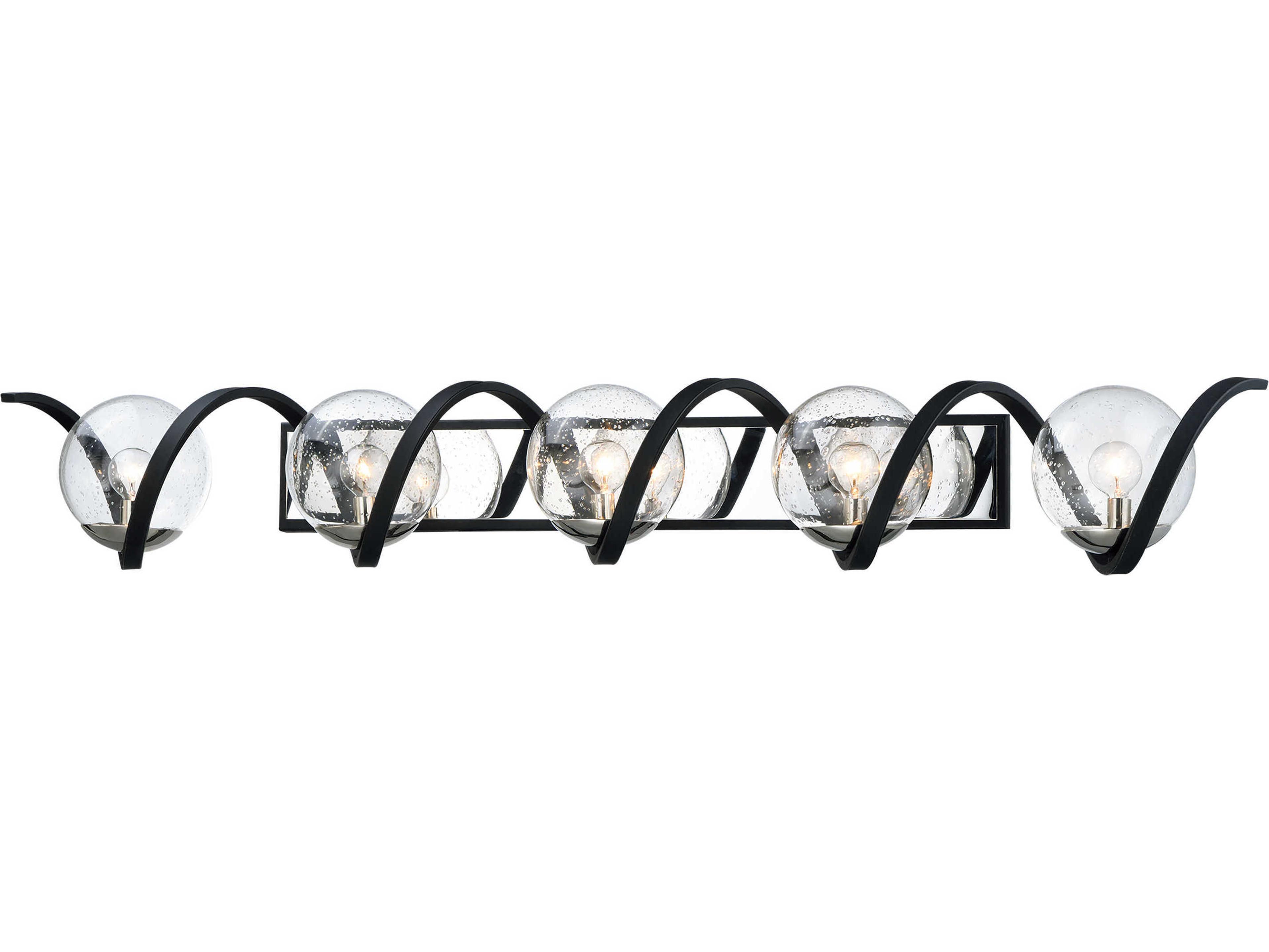 Maxim Lighting Curlicue 5-Light Black Polished Nickel Glass Vanity Light