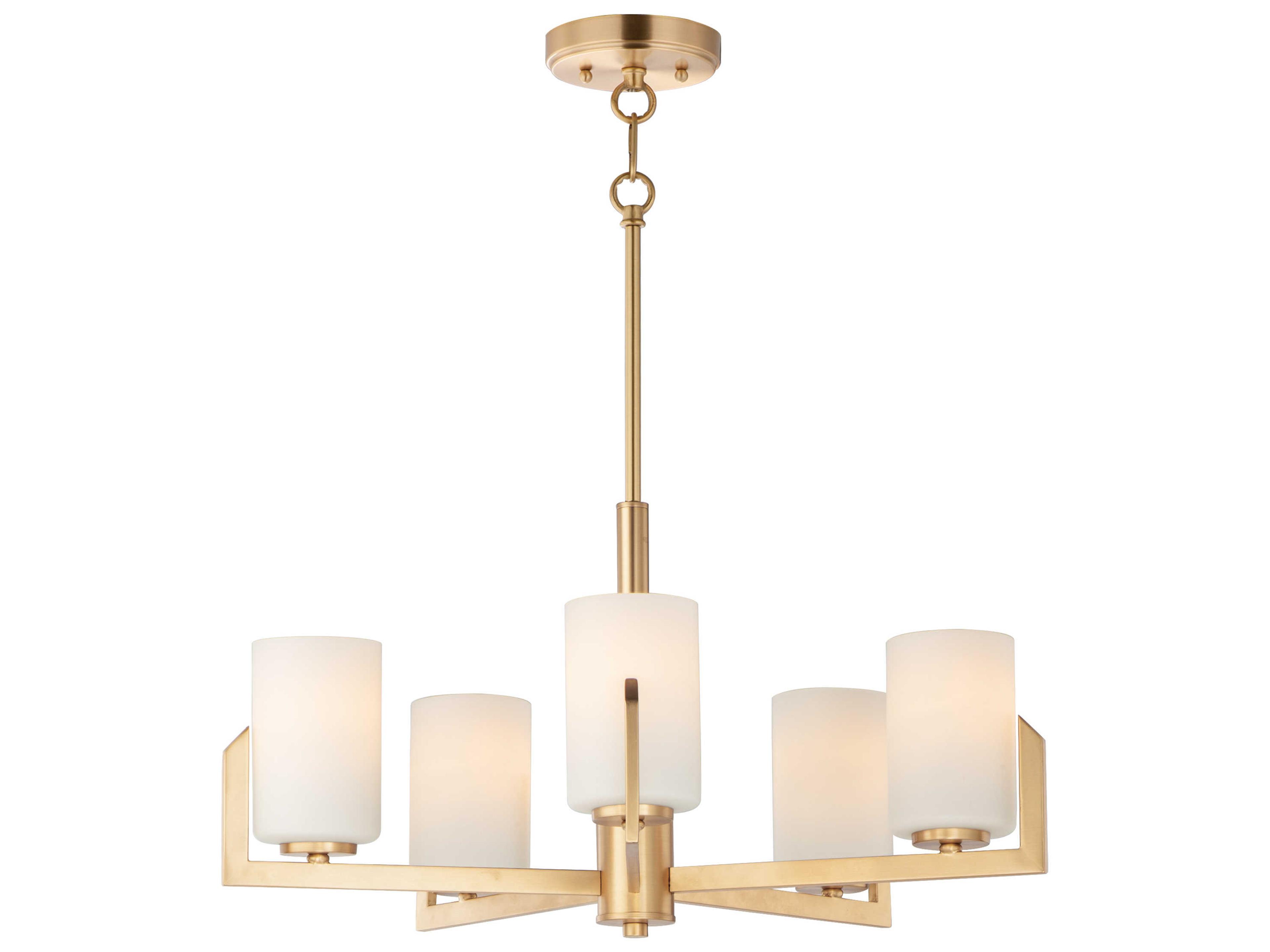 Maxim Lighting Dart 5-Light Satin Brass Glass Cylinder Chandelier