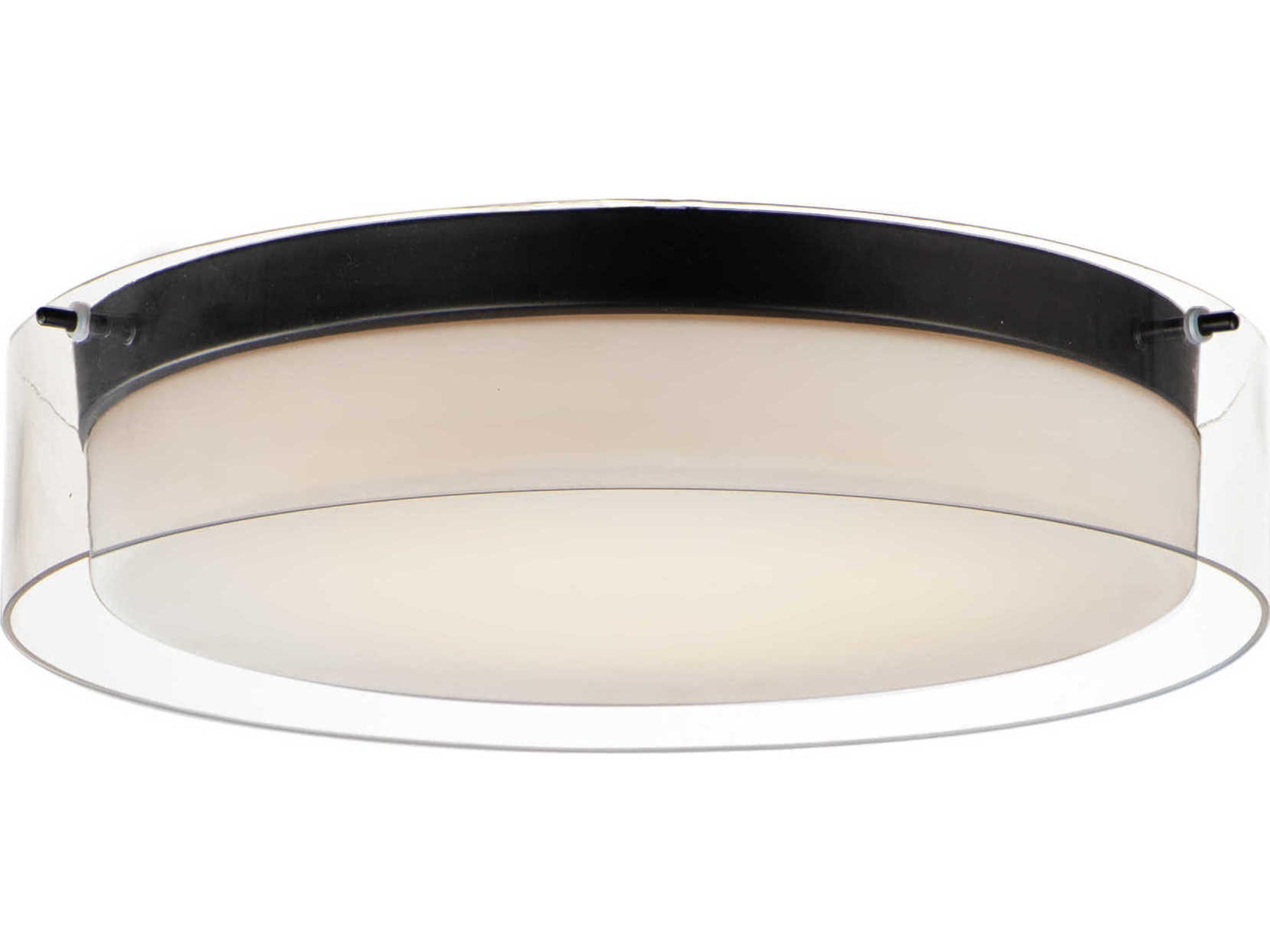 Maxim Lighting Duo 1-Light Black Glass LED Drum Flush Mount