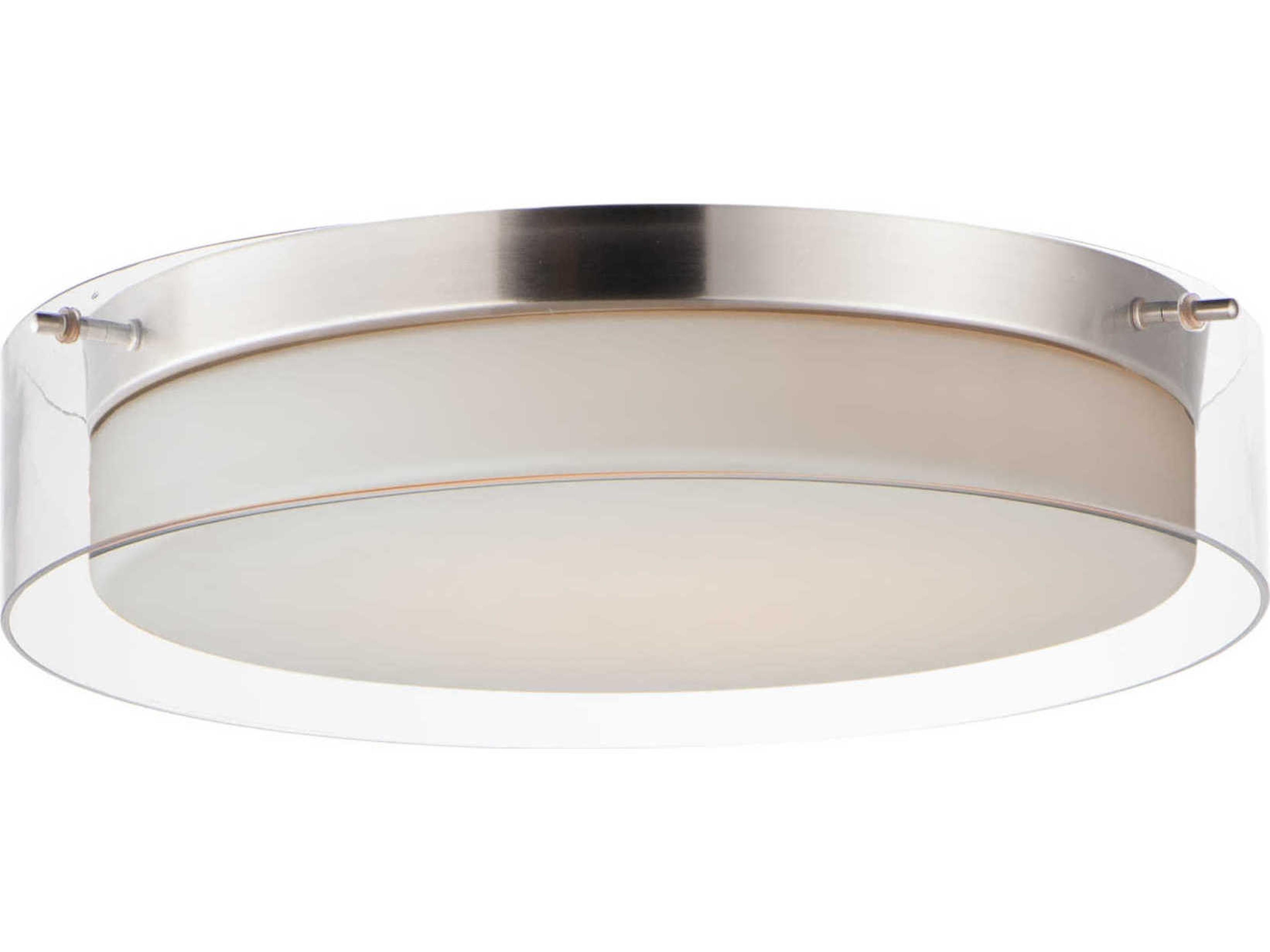 Maxim Lighting Duo 1-Light Satin Nickel Glass LED Drum Flush Mount
