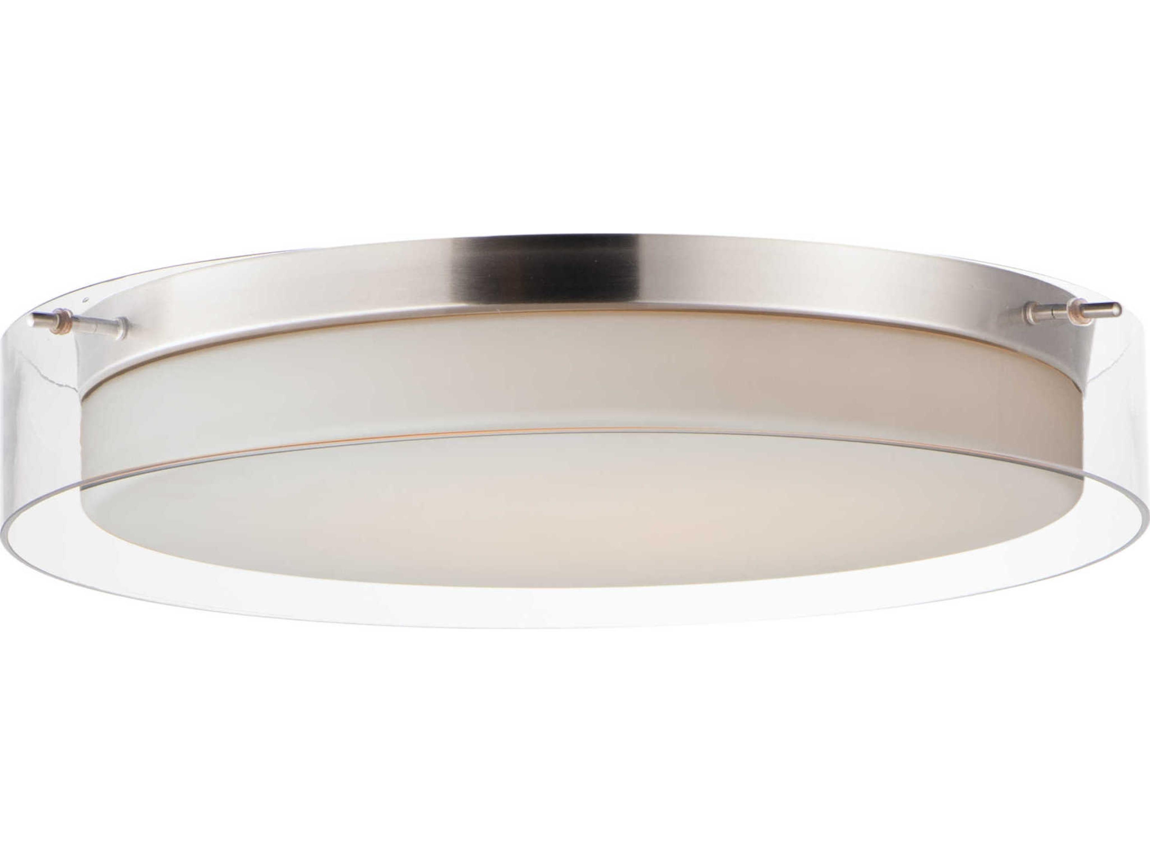 Maxim Lighting Duo 1-Light Satin Nickel Glass LED Drum Flush Mount