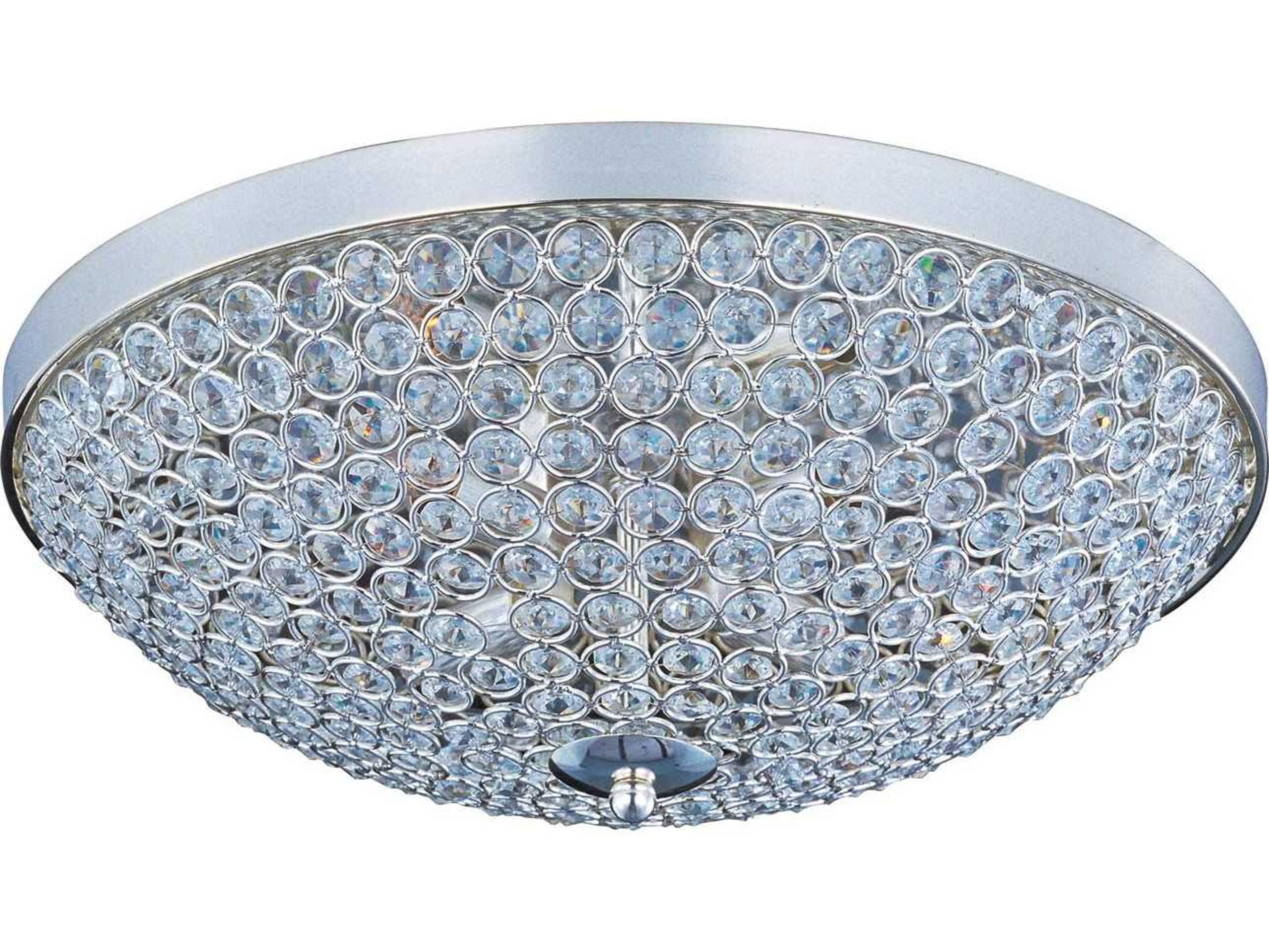 Maxim Lighting Glimmer 4-Light Plated Silver Crystal Glass Bowl Flush Mount