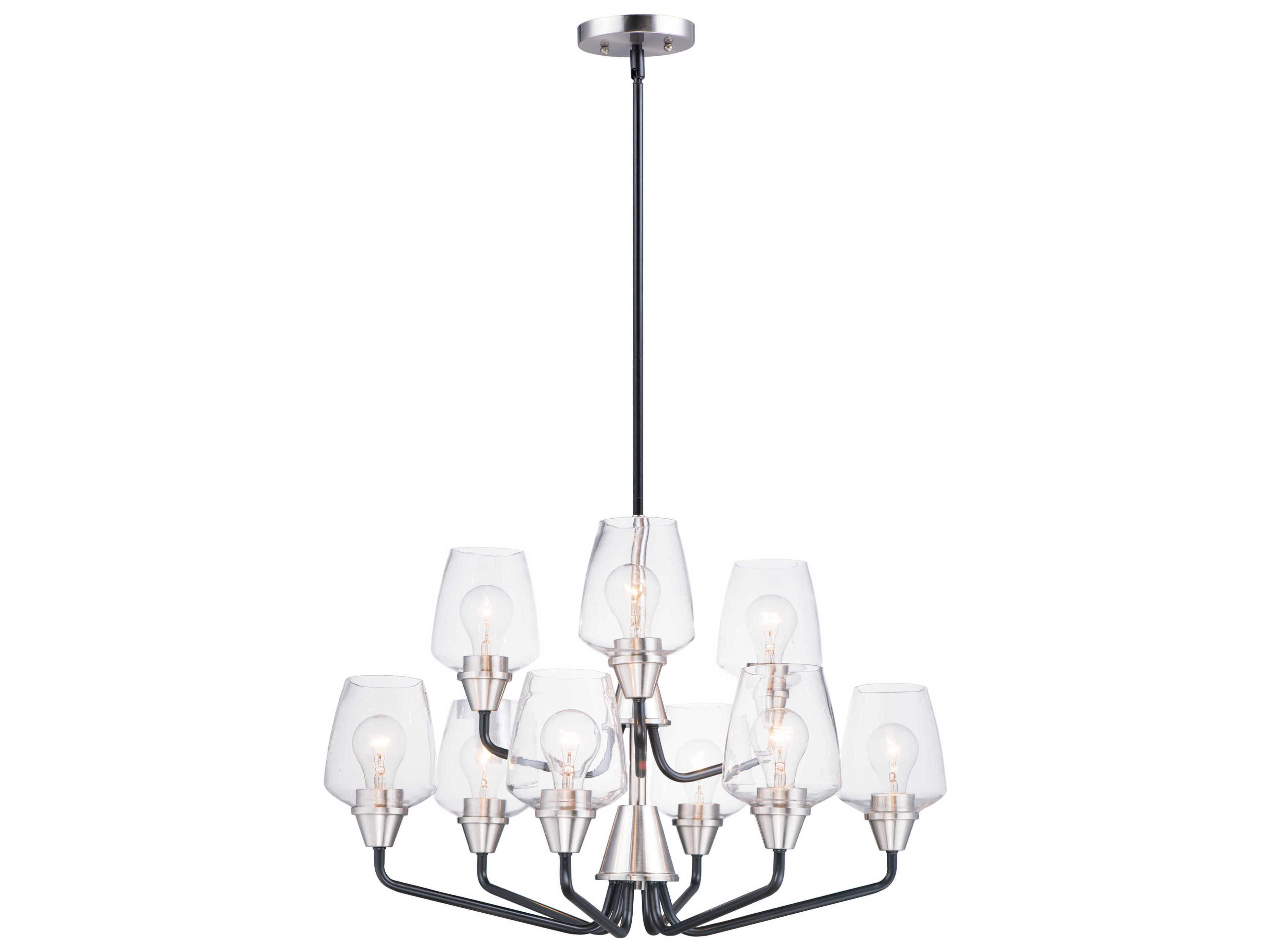 Maxim Lighting Goblet 9-Light Black Satin Nickel Glass Bell Chandelier