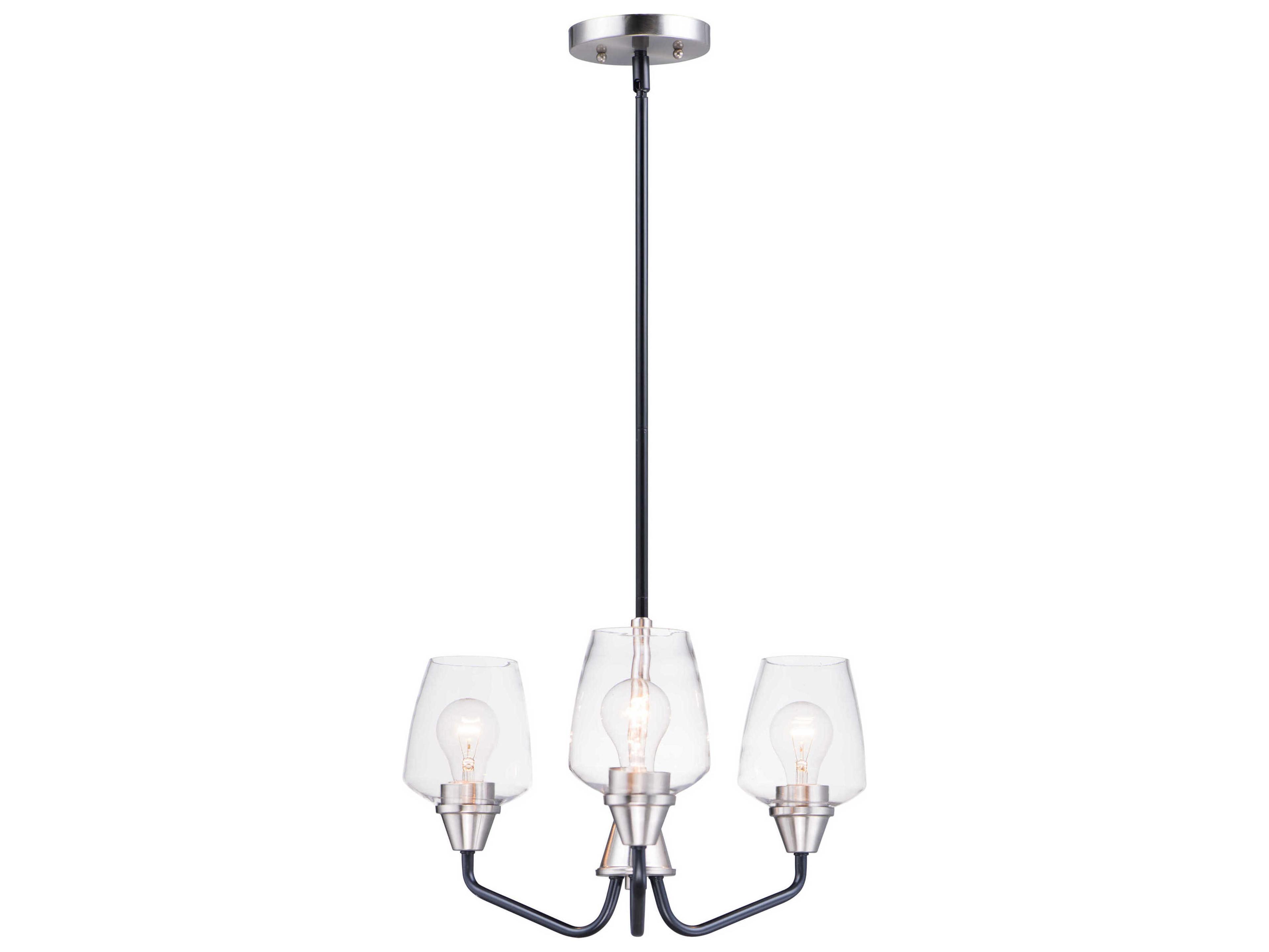 Maxim Lighting Goblet 3-Light Black Satin Nickel Glass Bell Chandelier