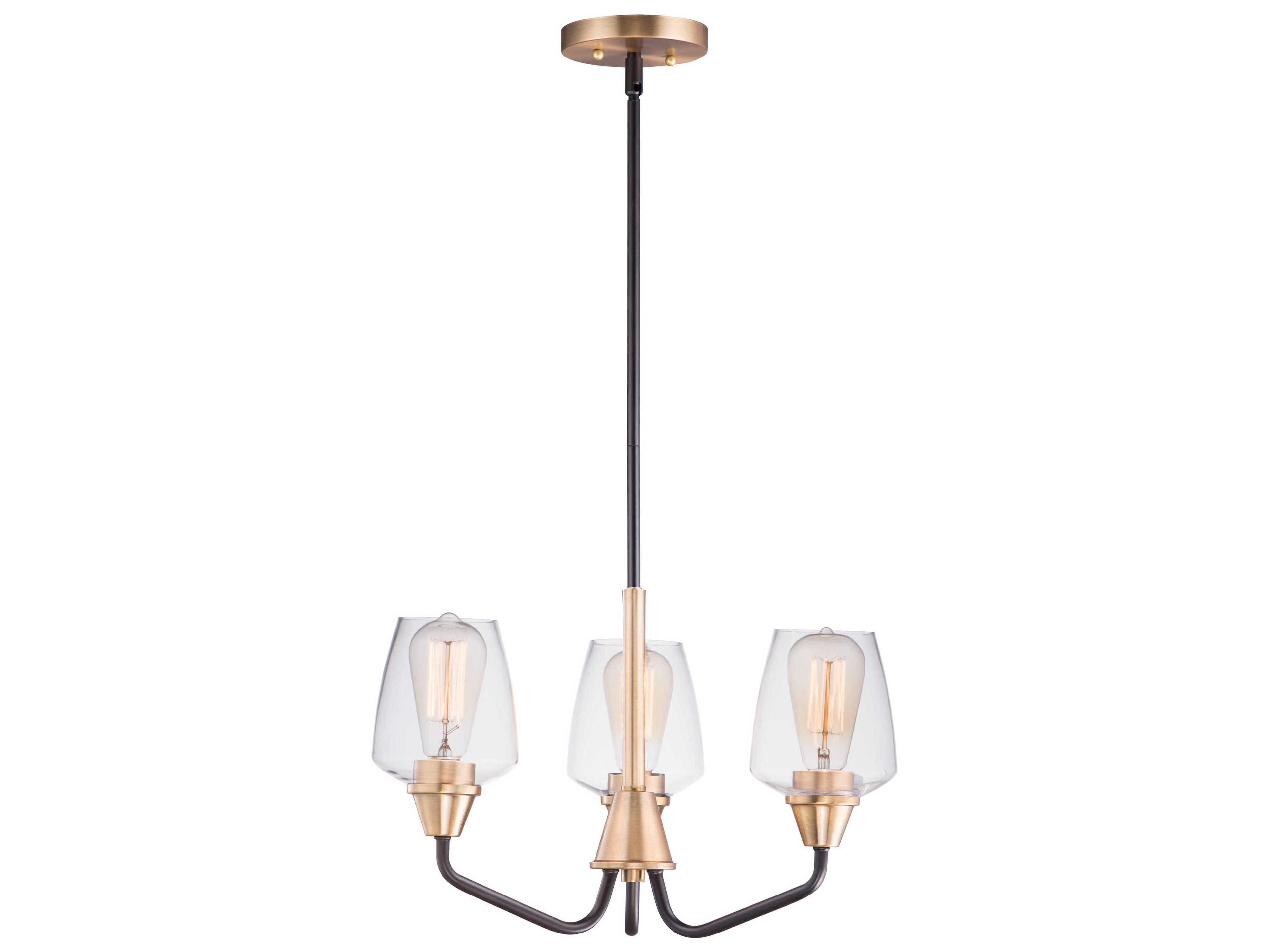 Maxim Lighting Goblet 3-Light Bronze Antique Brass Glass Bell Chandelier