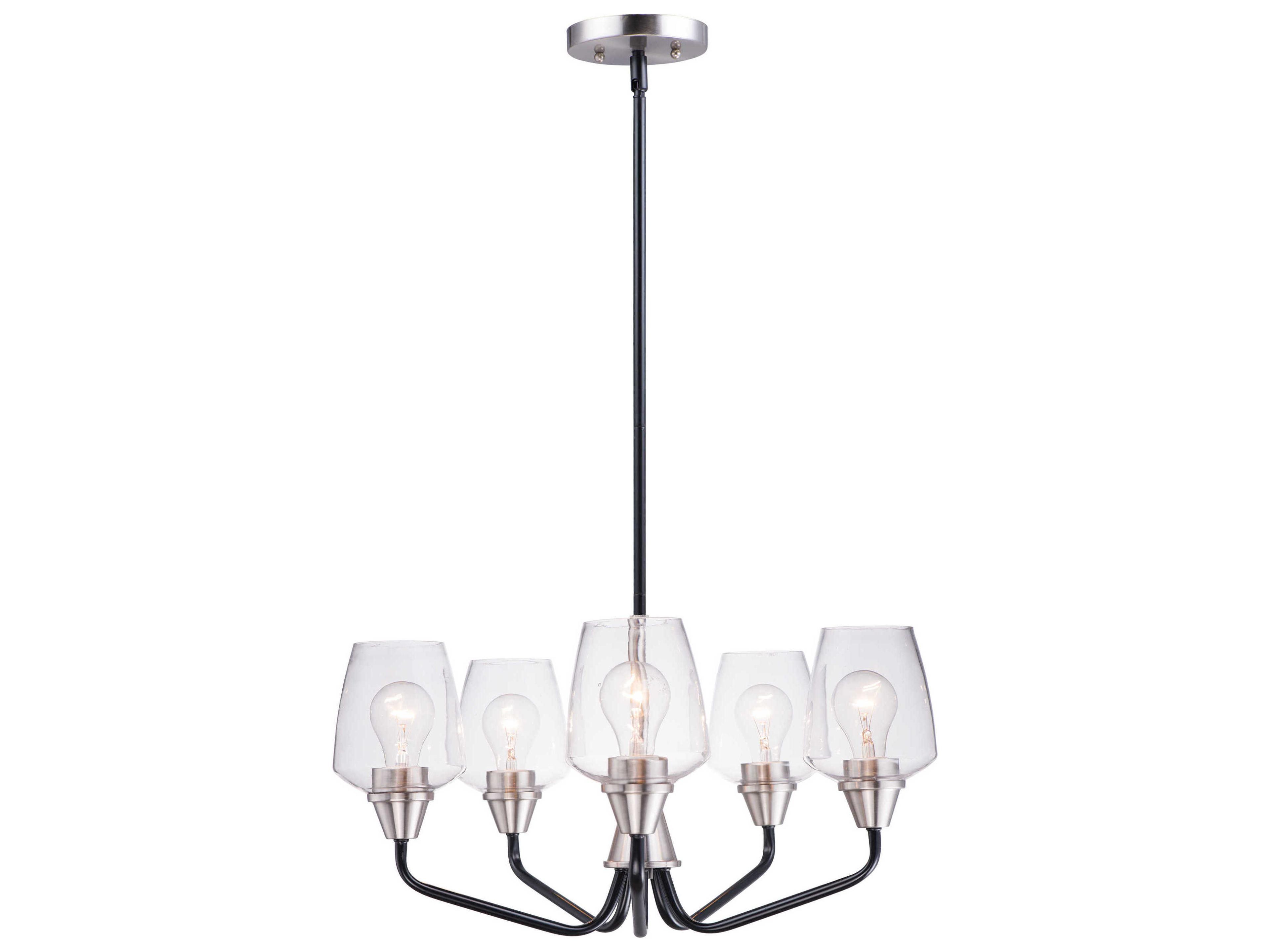 Maxim Lighting Goblet 5-Light Black Satin Nickel Glass Candelabra Chandelier