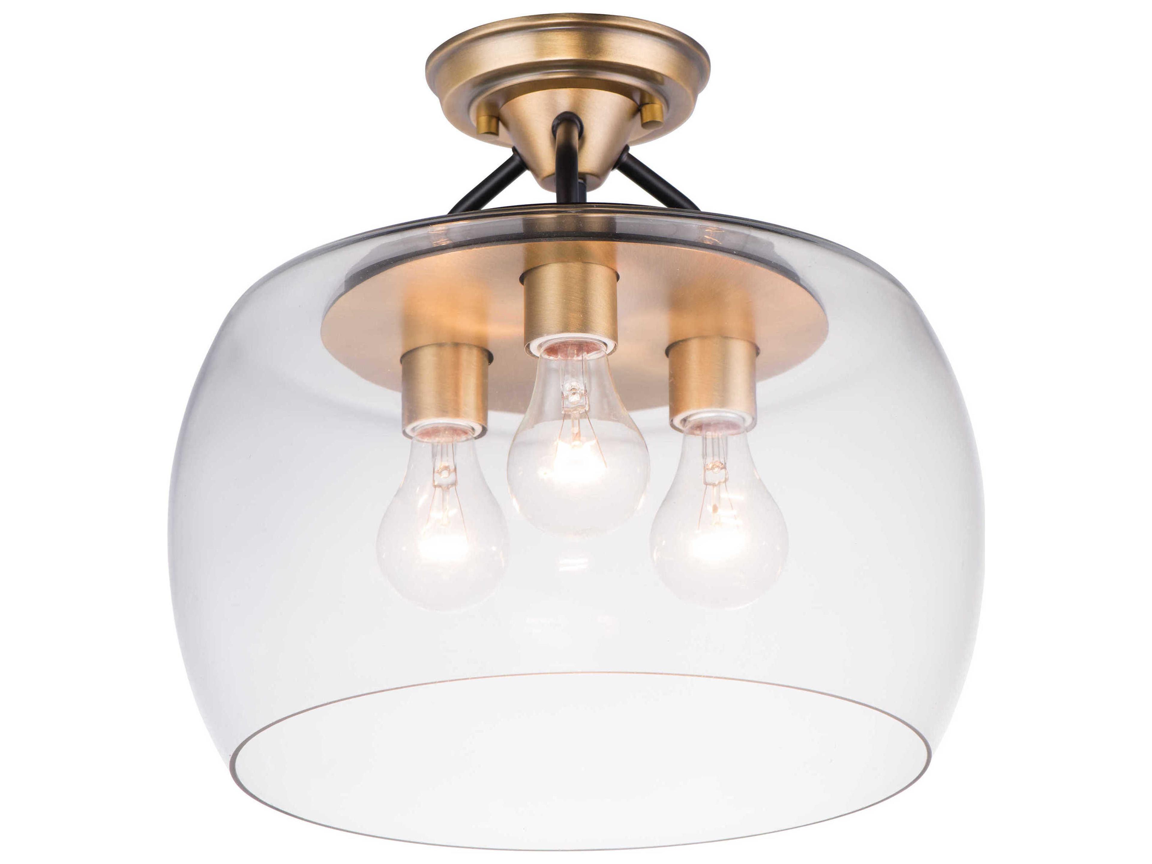 Maxim Lighting Goblet 3-Light Bronze Antique Brass Glass Drum Semi Flush Mount