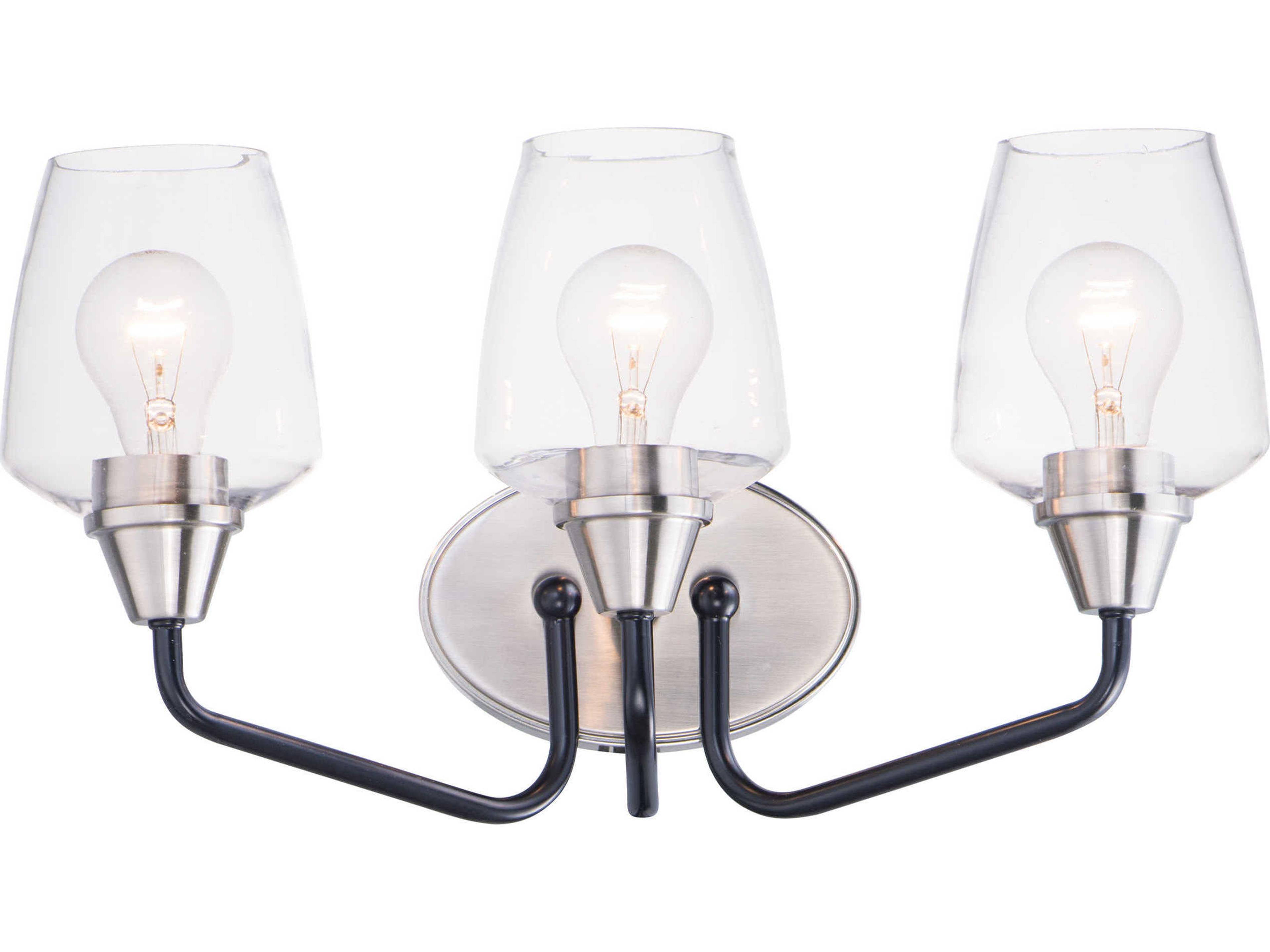 Maxim Lighting Goblet 3-Light Black Satin Nickel Glass Vanity Light