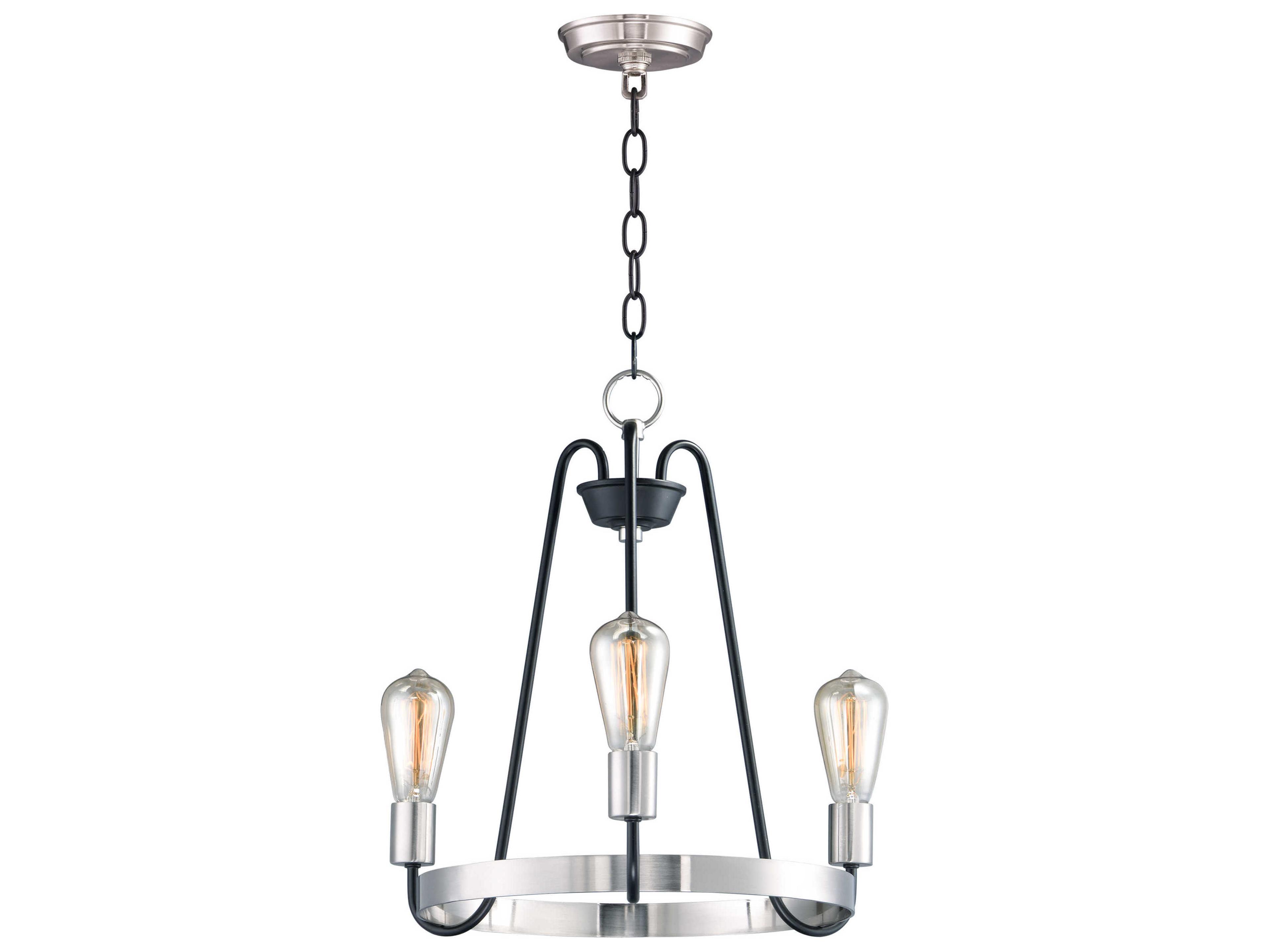 Maxim Lighting Haven 3-Light Black Satin Nickel Candelabra Chandelier