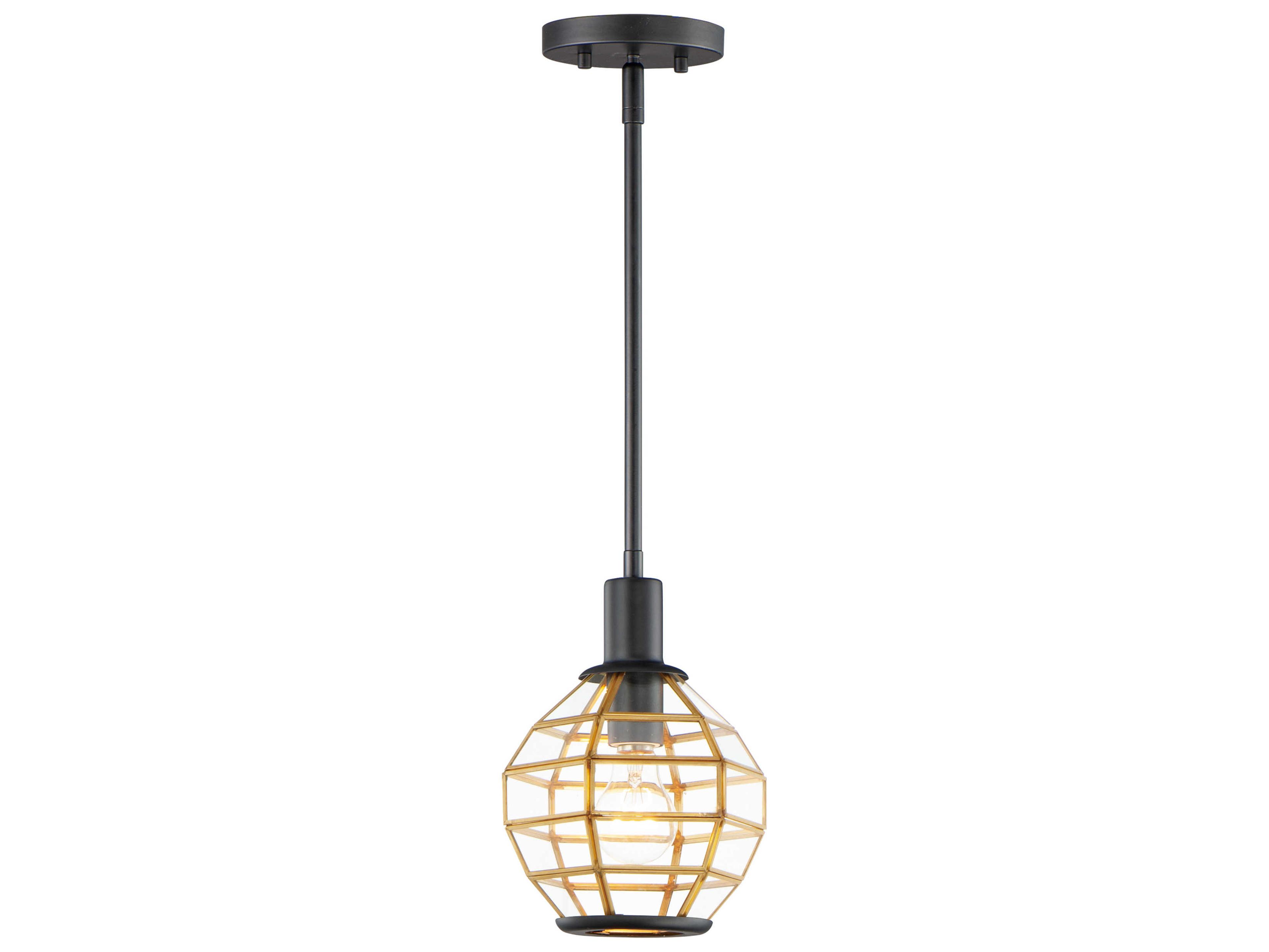 Maxim Lighting Heirloom 1-Light Black Burnished Brass Glass Globe Mini Pendant
