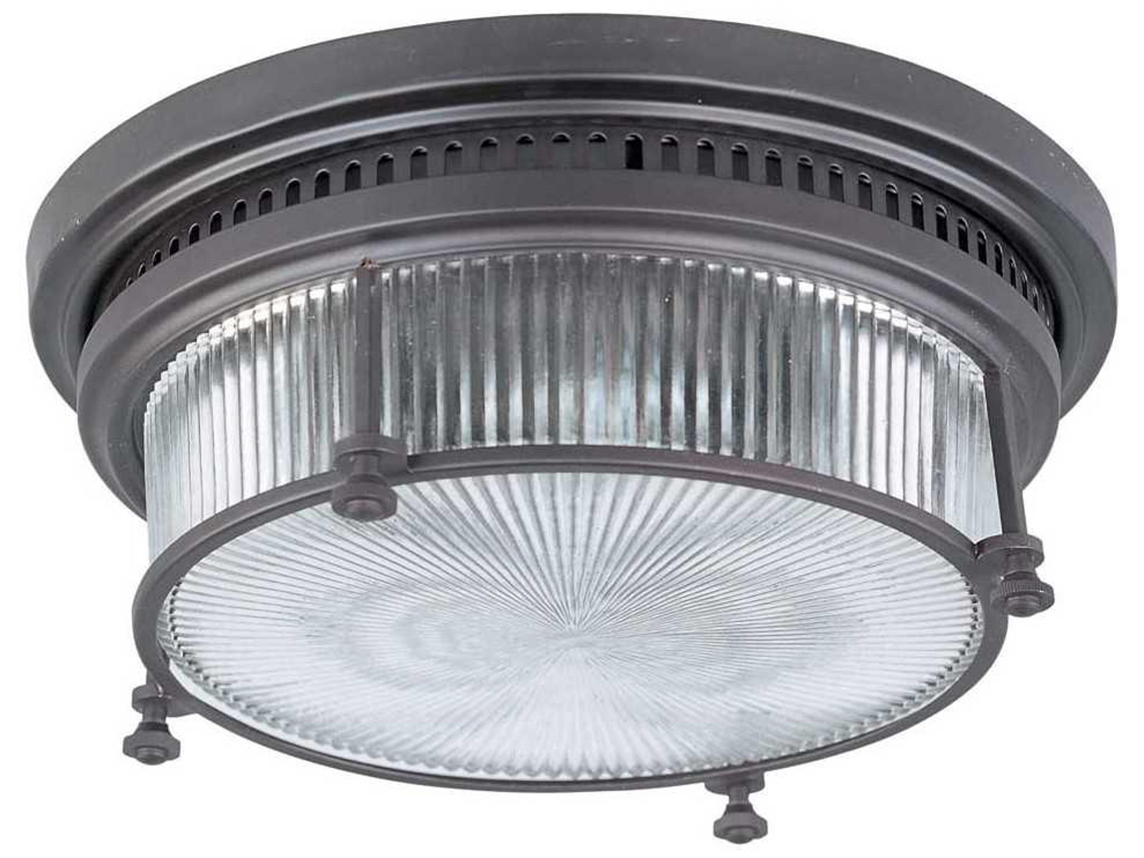 Maxim Lighting Hi-bay 2-Light Bronze Glass Drum Flush Mount