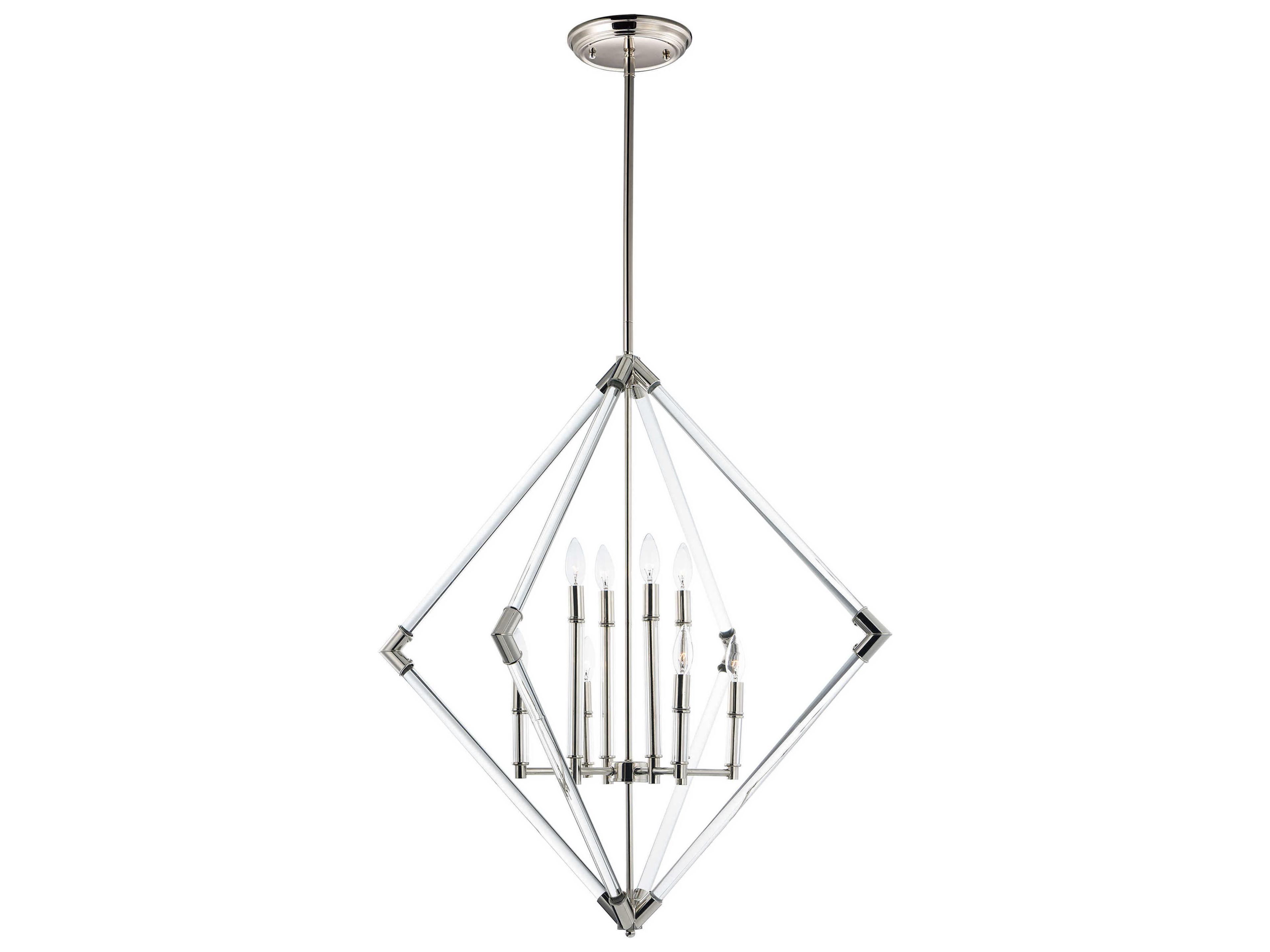 Maxim Lighting Lucent 8-Light Polished Nickel Glass Candelabra Geometric Chandelier
