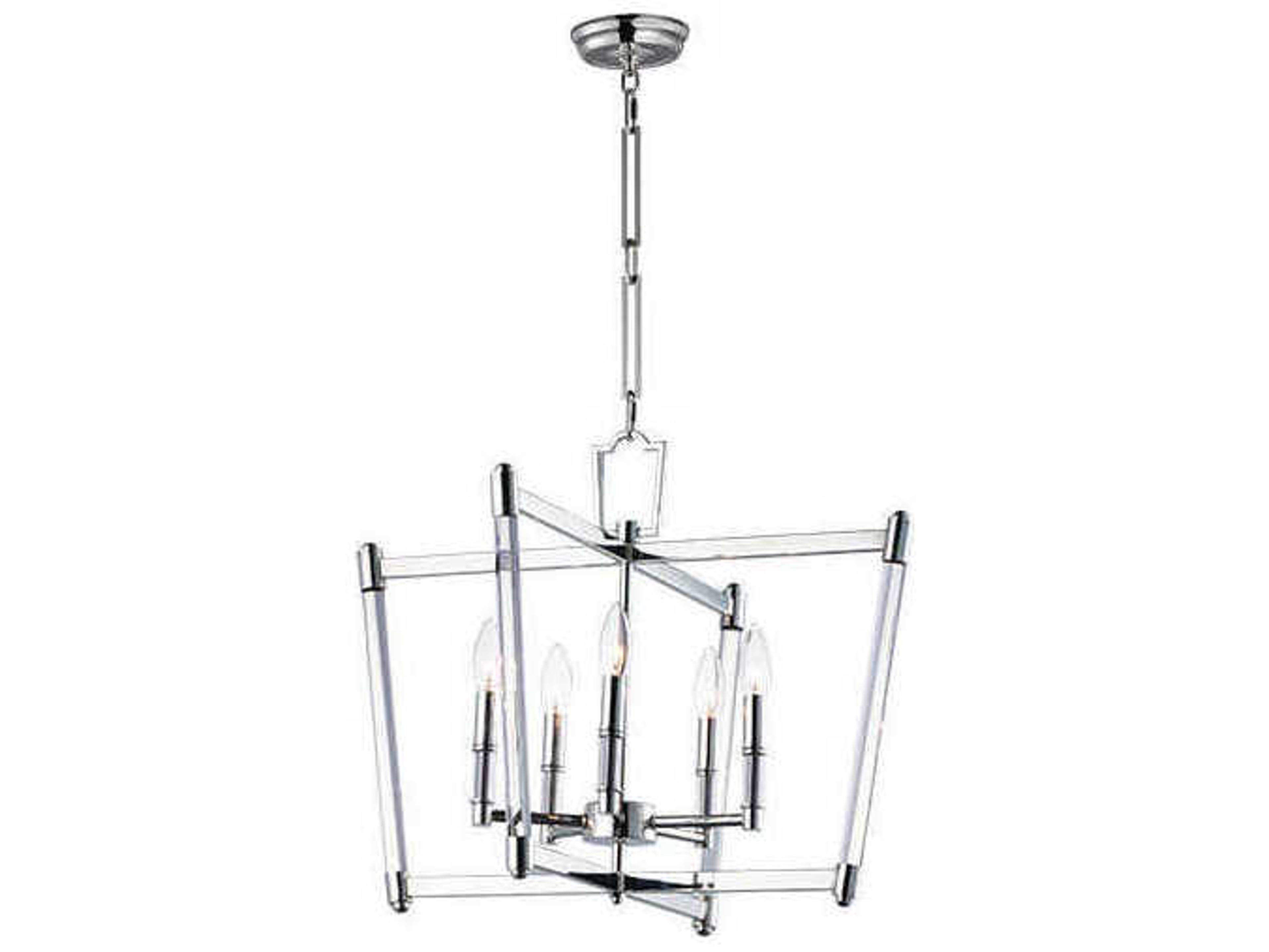 Maxim Lighting Lucent 5-Light Polished Nickel Clear Glass Candelabra Geometric Chandelier